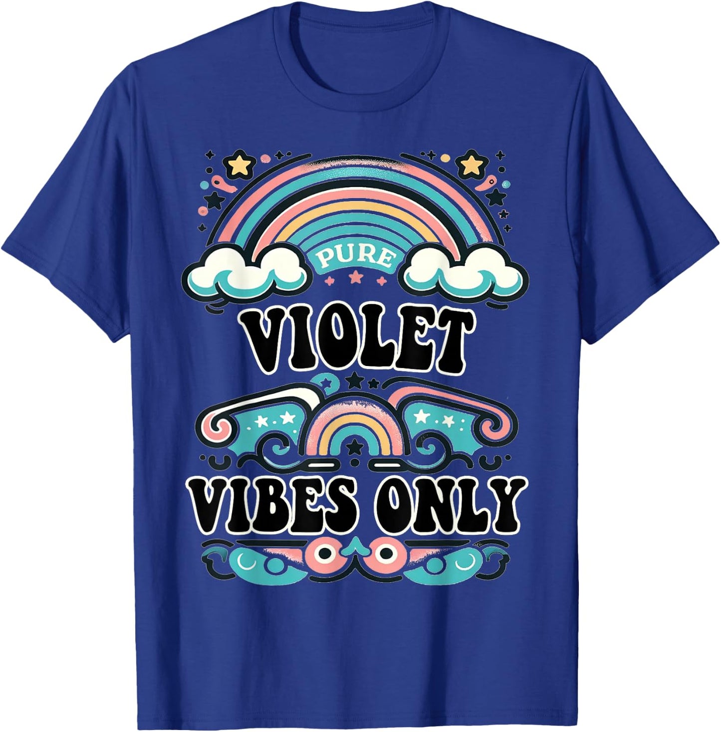 VIOLET Vibes Only Cute Retro Girls VIOLET Name T-Shirt - T-Shirt | Royal