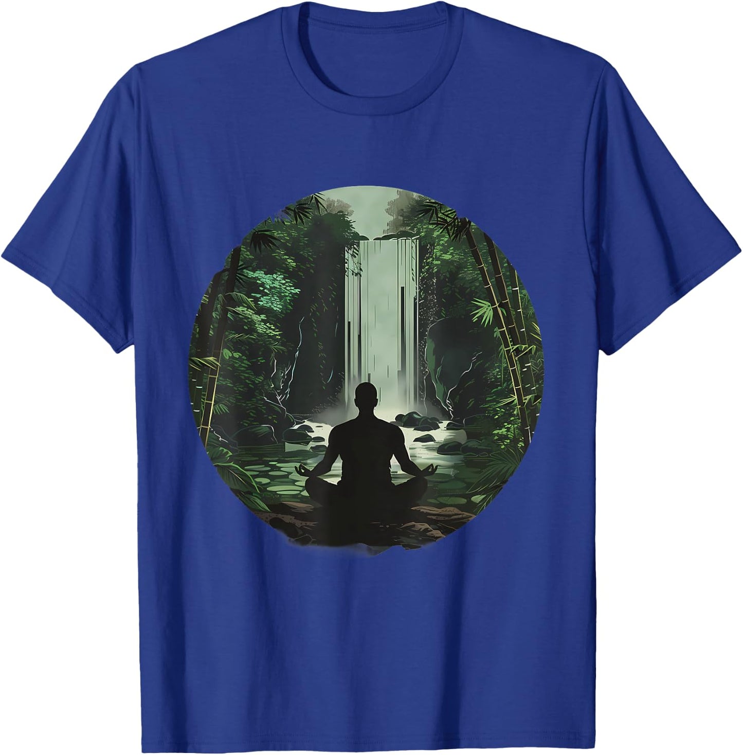 Meditation Zen Buddha Waterfall Buddhist Hindu Yoga Nature T-Shirt - T-Shirt | Royal