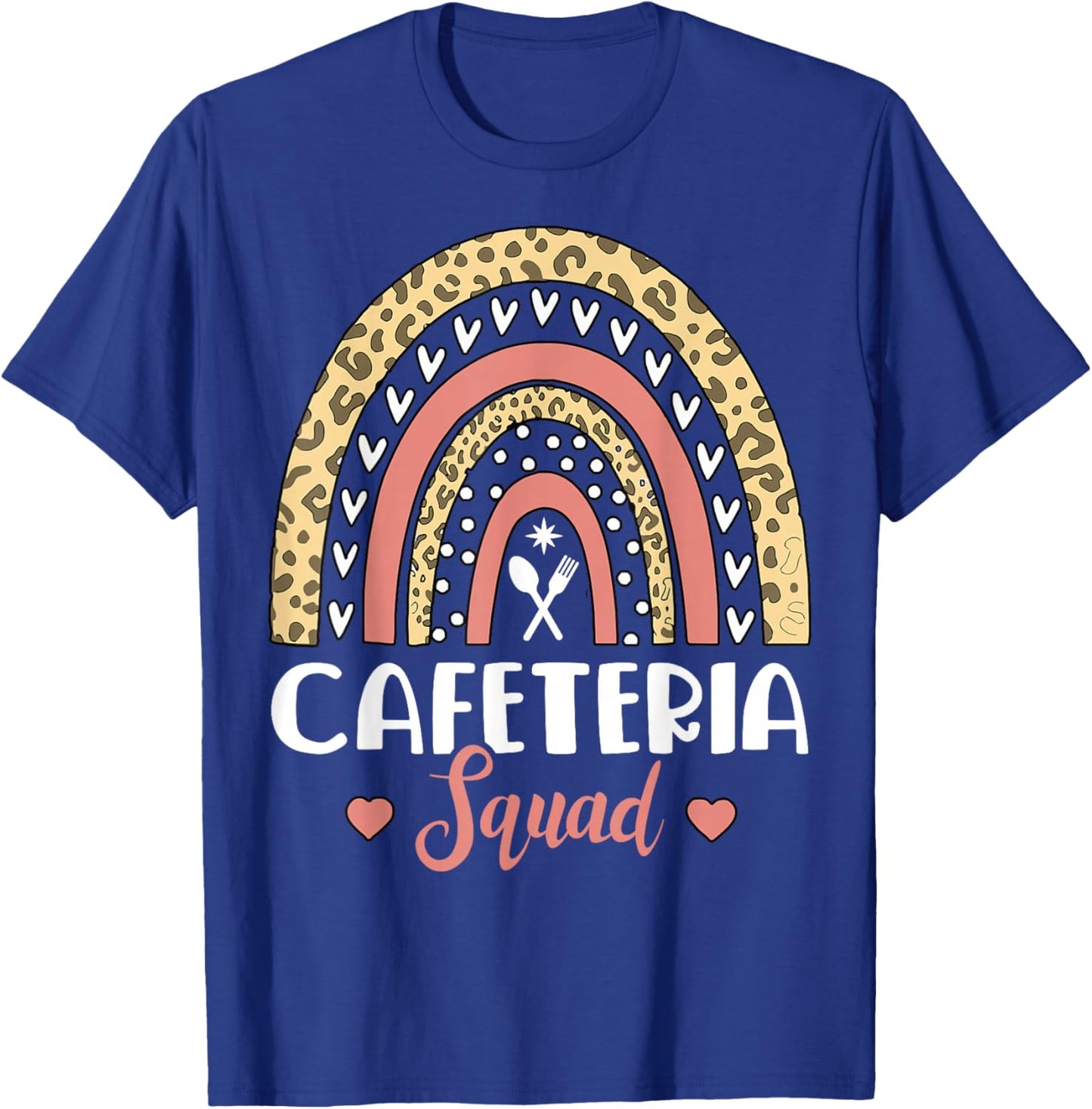 Cafeteria Squad Boho Rainbow Leopard Lunch Lady Crew T-Shirt - T-Shirt | Royal