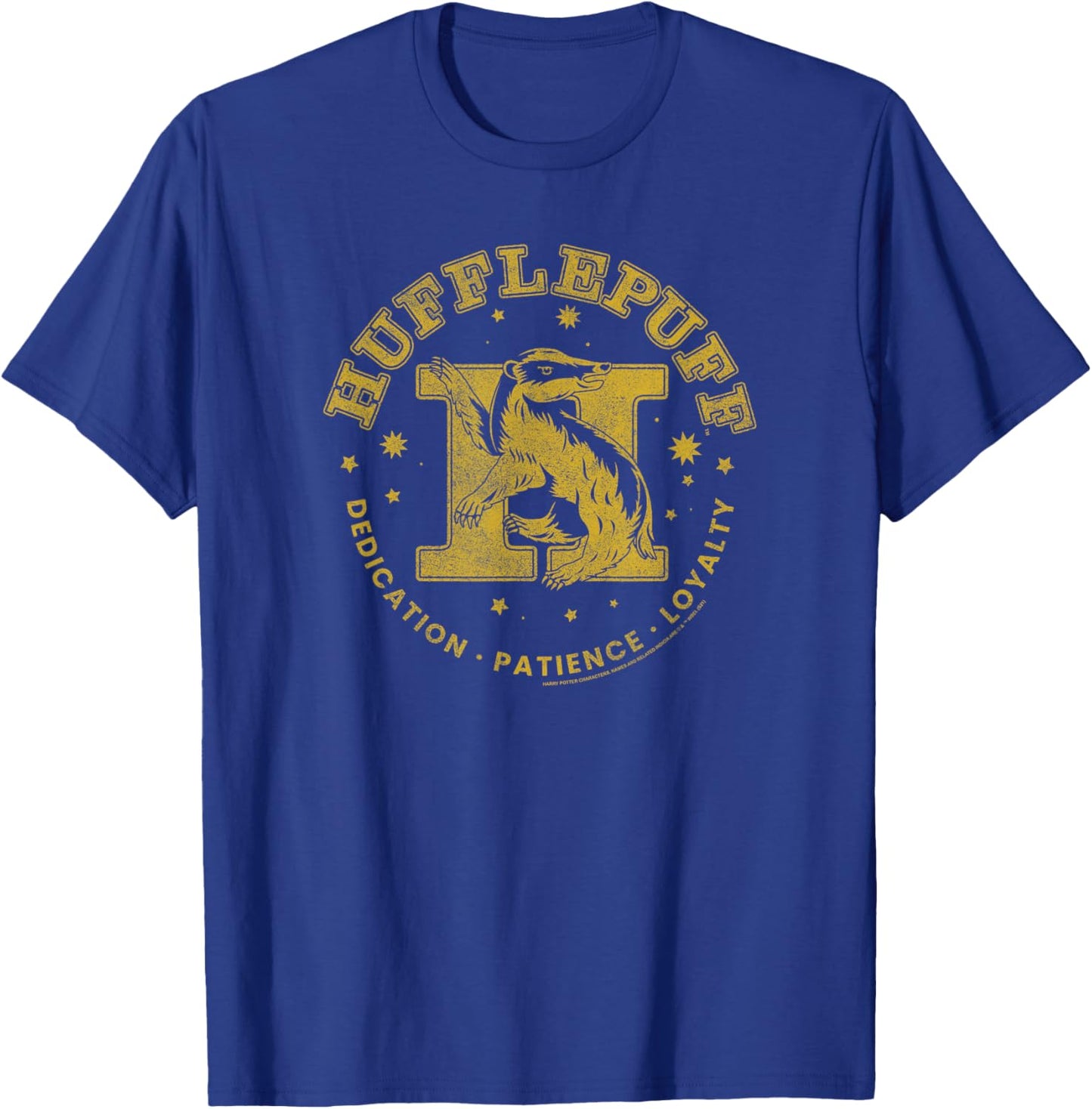 Harry Potter House Hufflepuff Gold Badger Collegiate Logo T-Shirt - T-Shirt | Royal