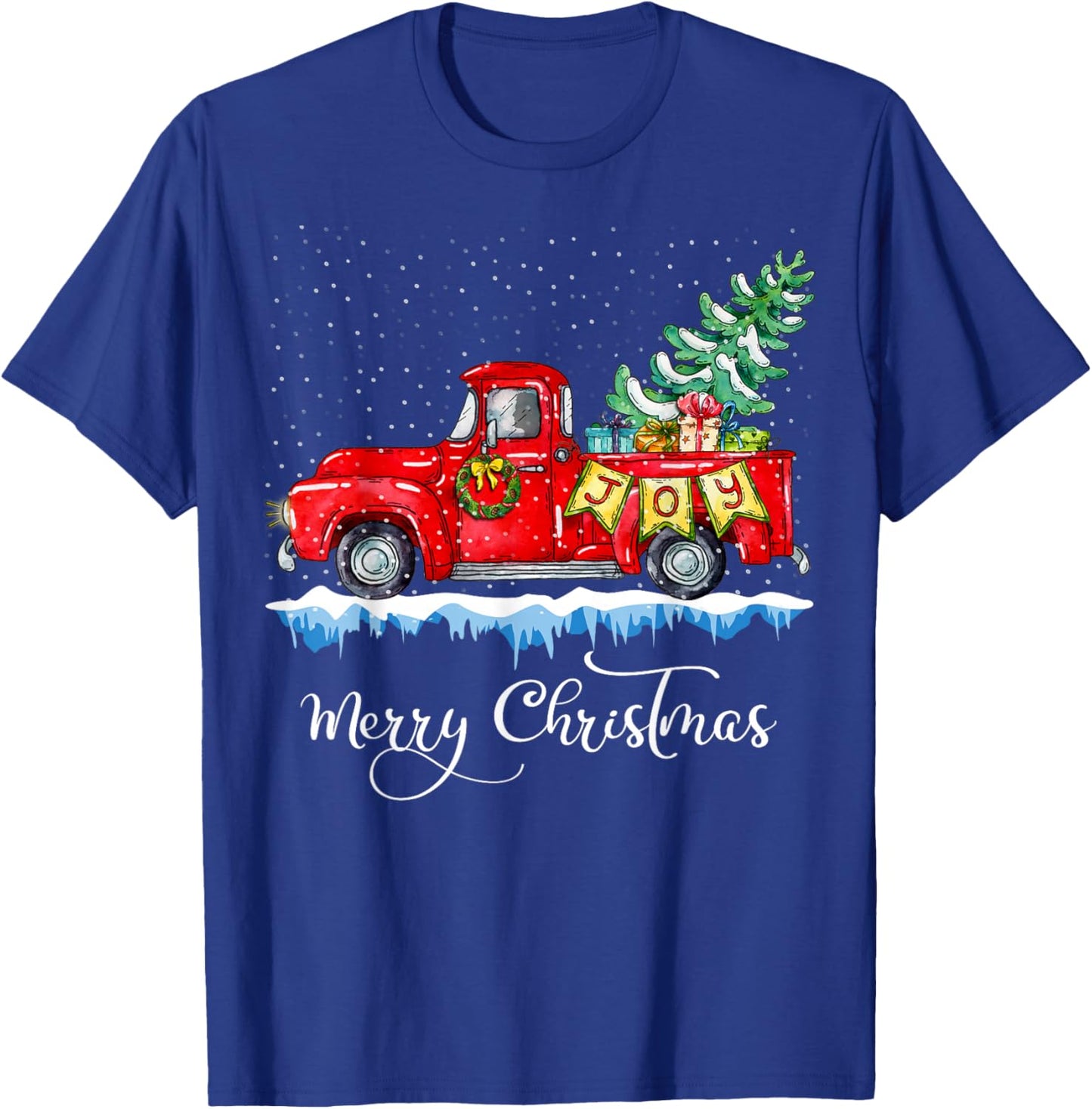 Vintage Merry Christmas Red Truck Old Fashioned Christmas T-Shirt - T-Shirt | Royal