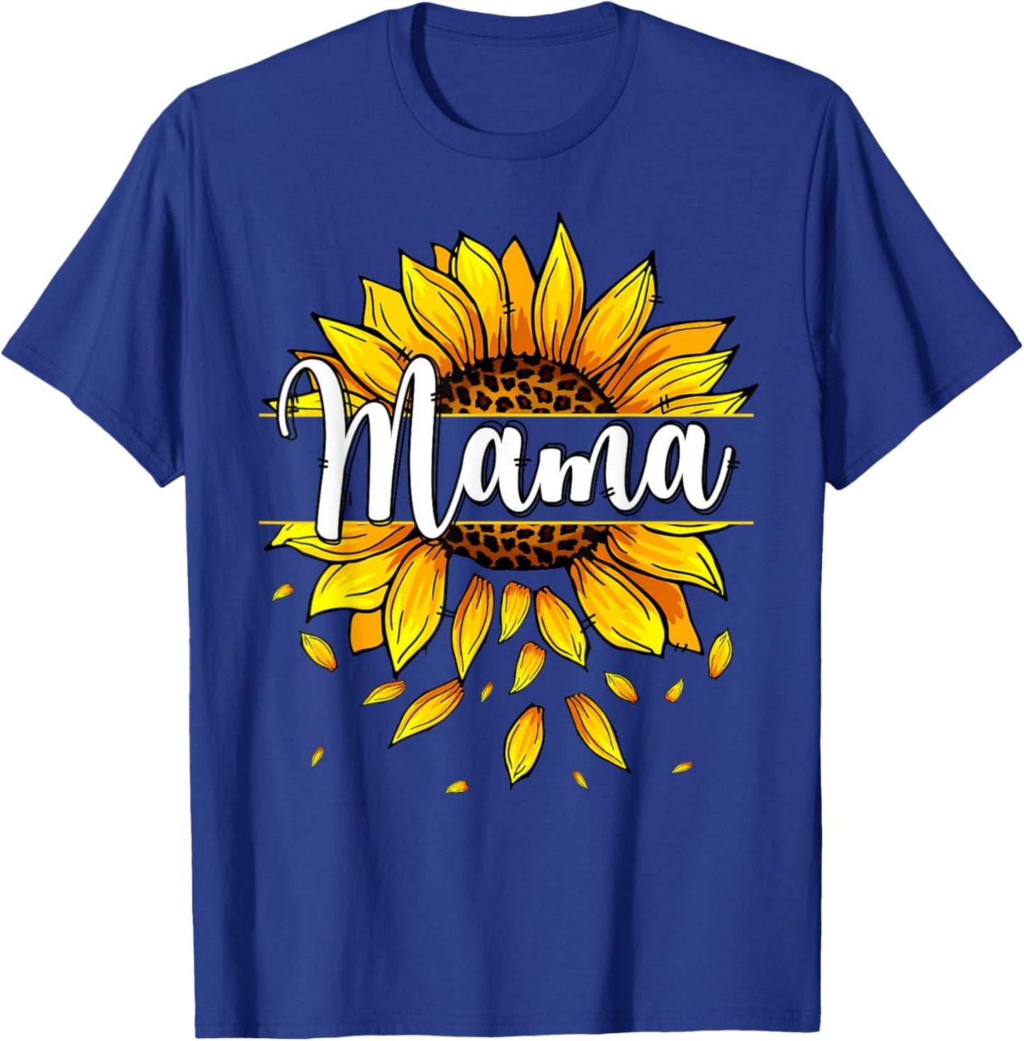 Mama With Yellow Sunflower Floral Graphic Mothers Day T-Shirt - T-Shirt | Royal