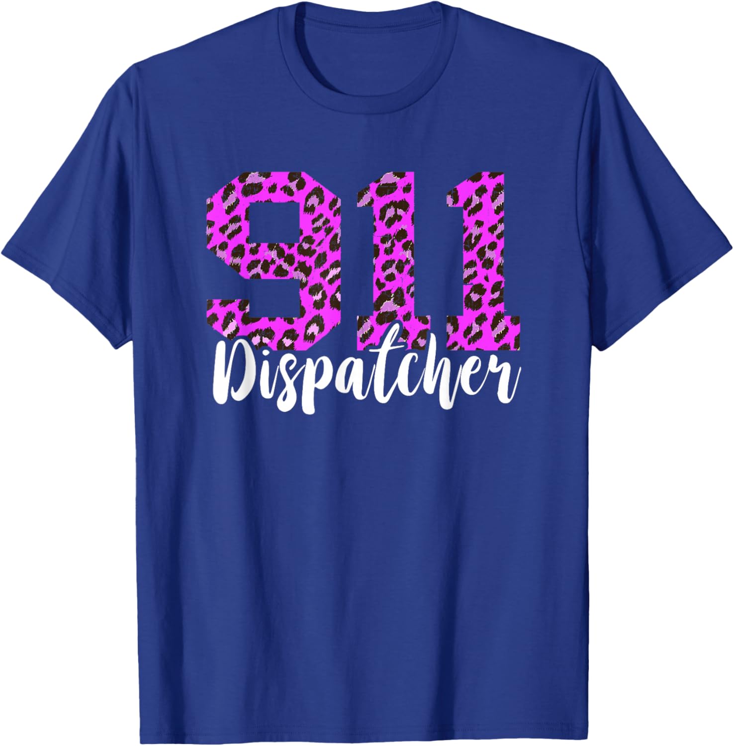 Dispatcher 911 Dispatch Thin Yellow Line Purple Leopard T-Shirt - T-Shirt | Royal
