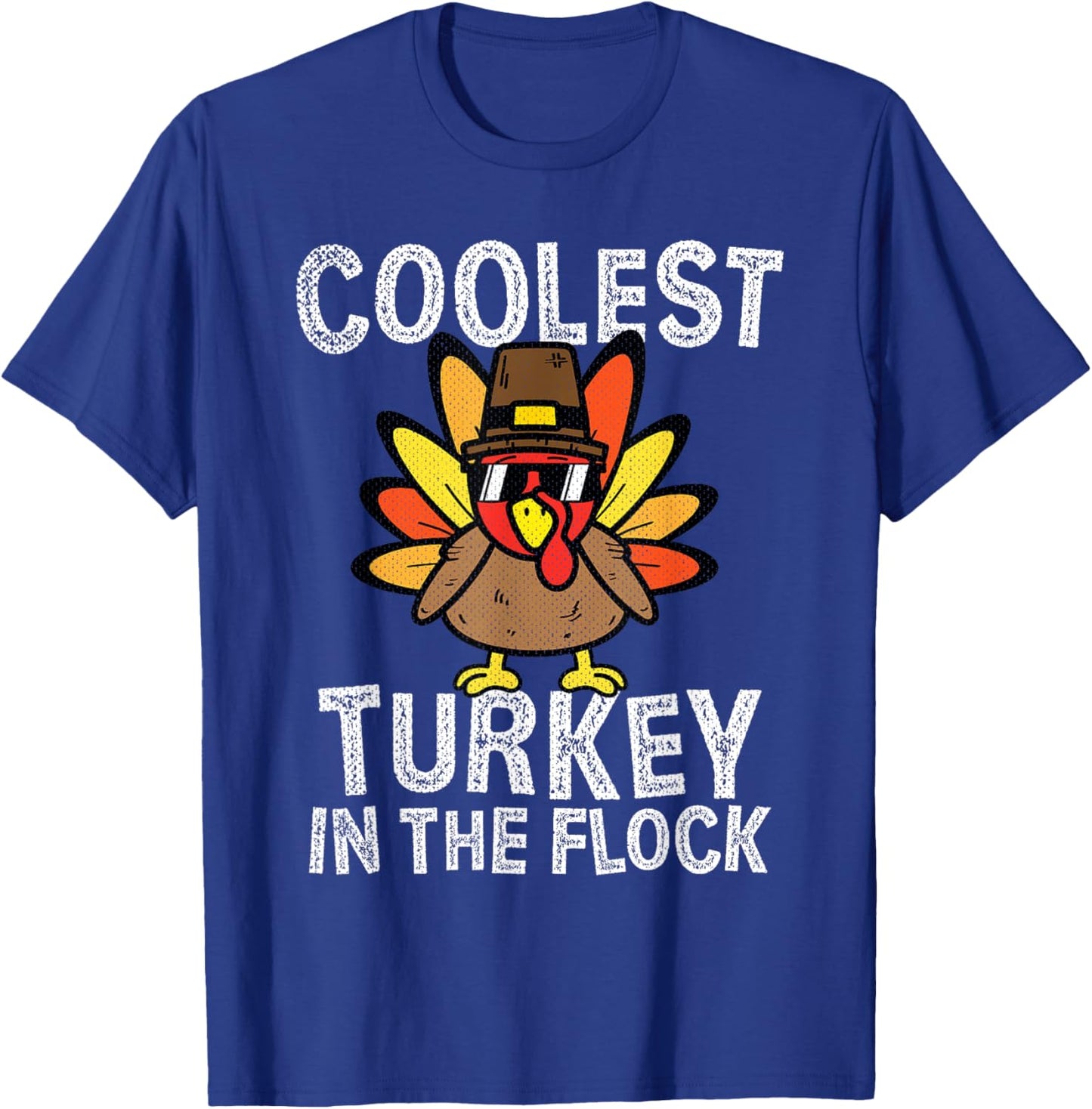 Kids Coolest Turkey In The Flock Toddler Thanksgiving Day T-Shirt - T-Shirt | Royal
