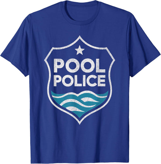 Swimming Poolside Funny Pool Police Graphic T-Shirt - T-Shirt | Royal