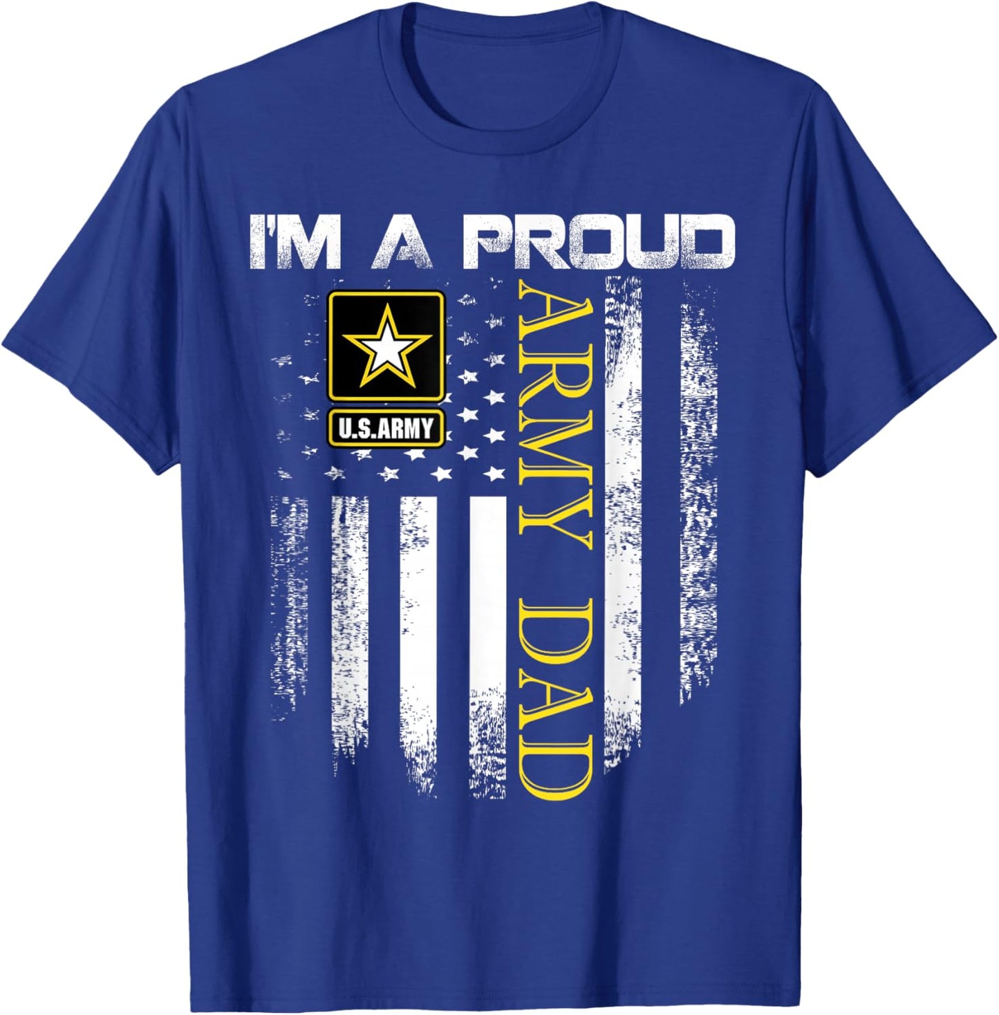 Vintage I'm A Proud Army Dad With American Flag Gift T-Shirt - T-Shirt | Royal