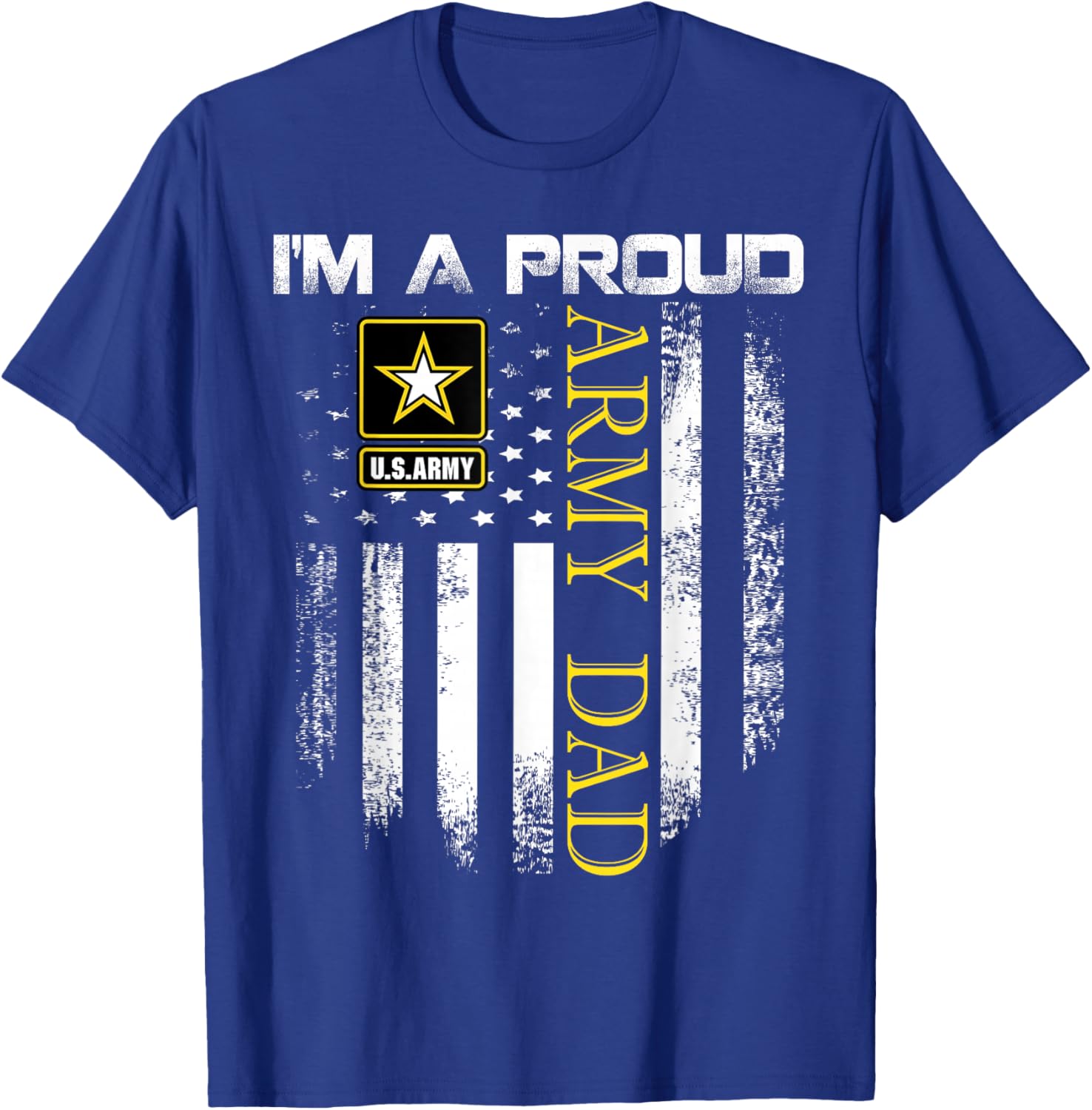 Vintage I'm A Proud Army Dad With American Flag Gift T-Shirt - T-Shirt | Royal