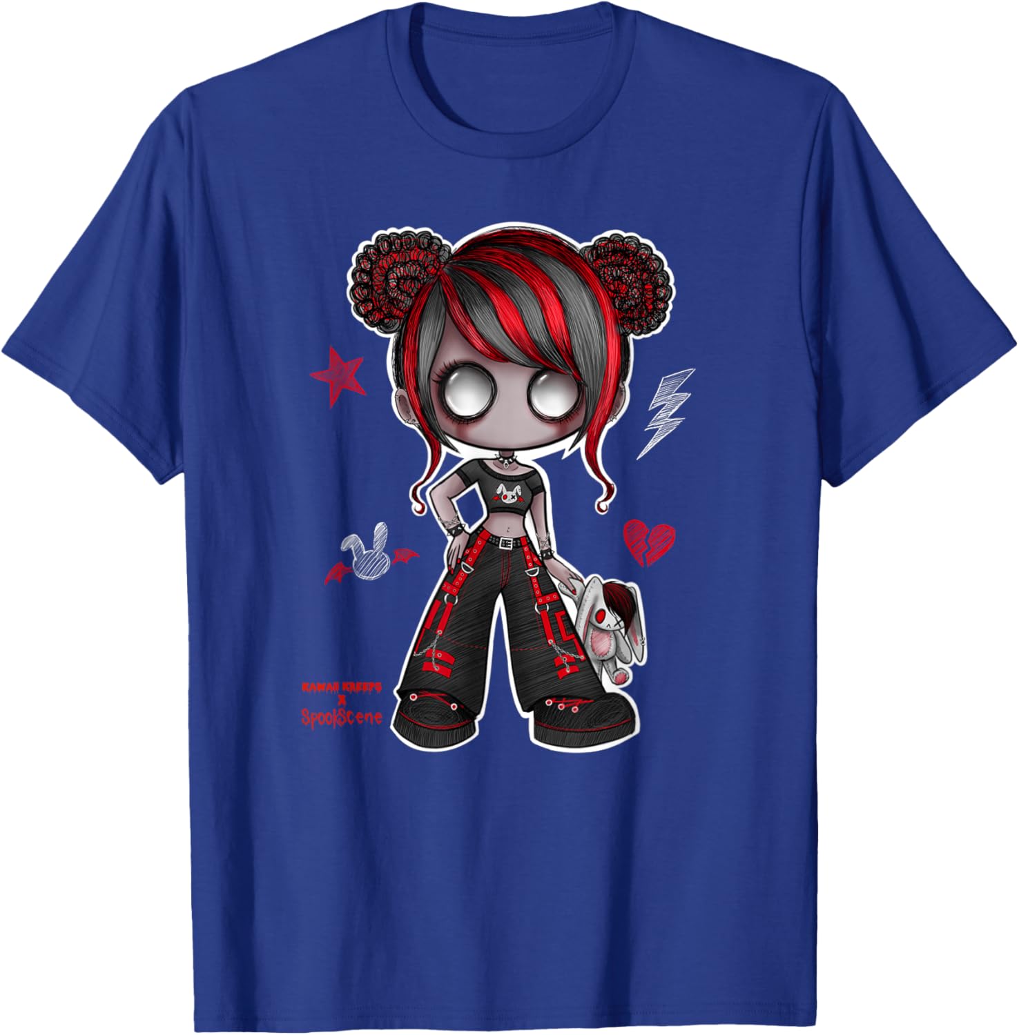 Spookscene Emo Girl Drawing Emo Bunny Doodle Mall Goth Red T-Shirt - T-Shirt | Royal