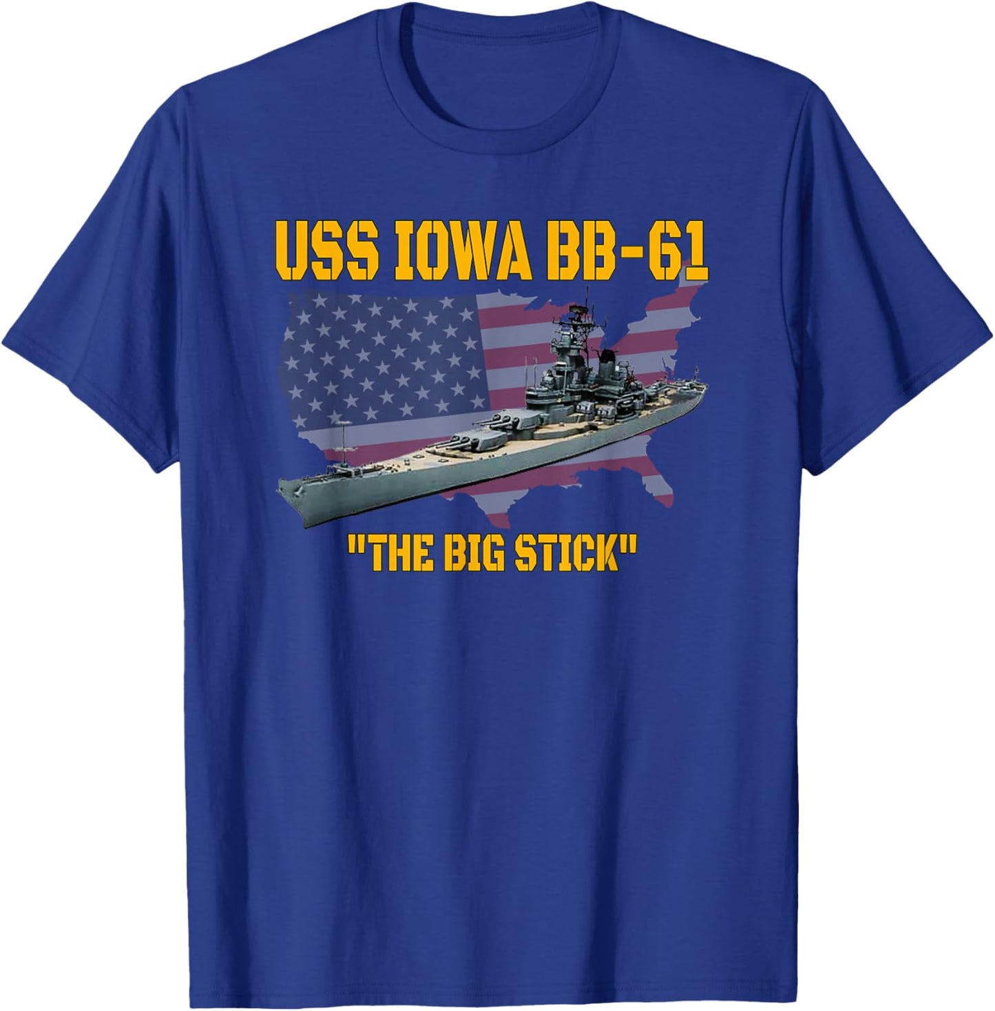 World War II Warship USS Iowa & WW2 BB-61 Battleship Veteran T-Shirt - T-Shirt | Royal