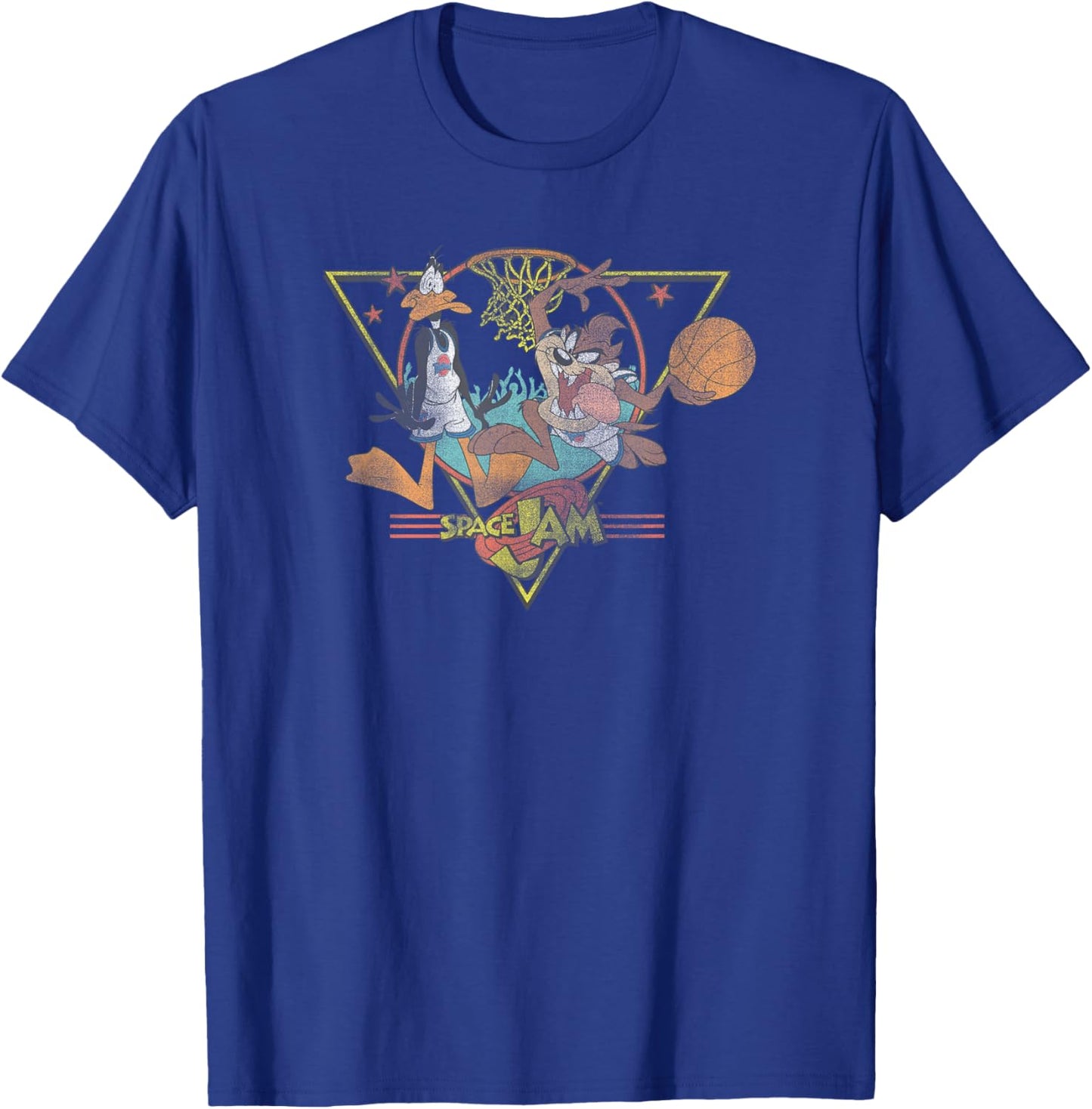 Space Jam Classic Taz and Daffy Vintage Basketball Logo T-Shirt - T-Shirt | Royal