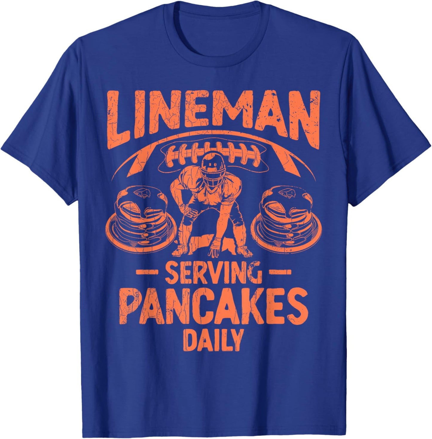 Football Lineman Serving Pancakes Daily T-Shirt - T-Shirt | Royal