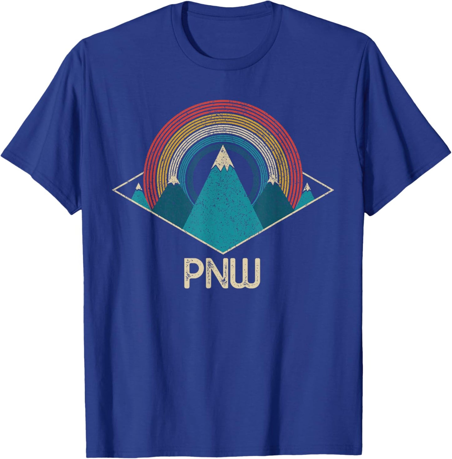 PNW Pacific Northwest Mountains Hiking Camping Vintage T-Shirt - T-Shirt | Royal