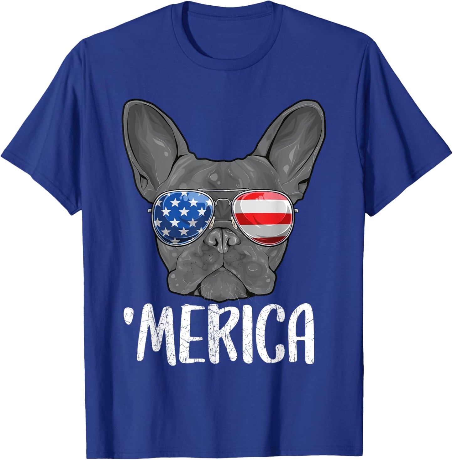 Merica French Bulldog Dog 4th of July American Flag Kids Men T-Shirt - T-Shirt | Royal