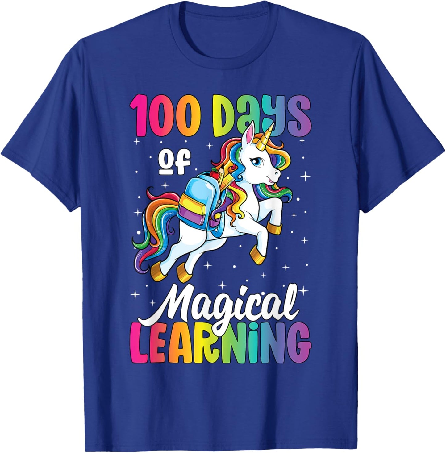 100 Days of School Unicorn Girls 100th Day of School T-Shirt - T-Shirt | Royal