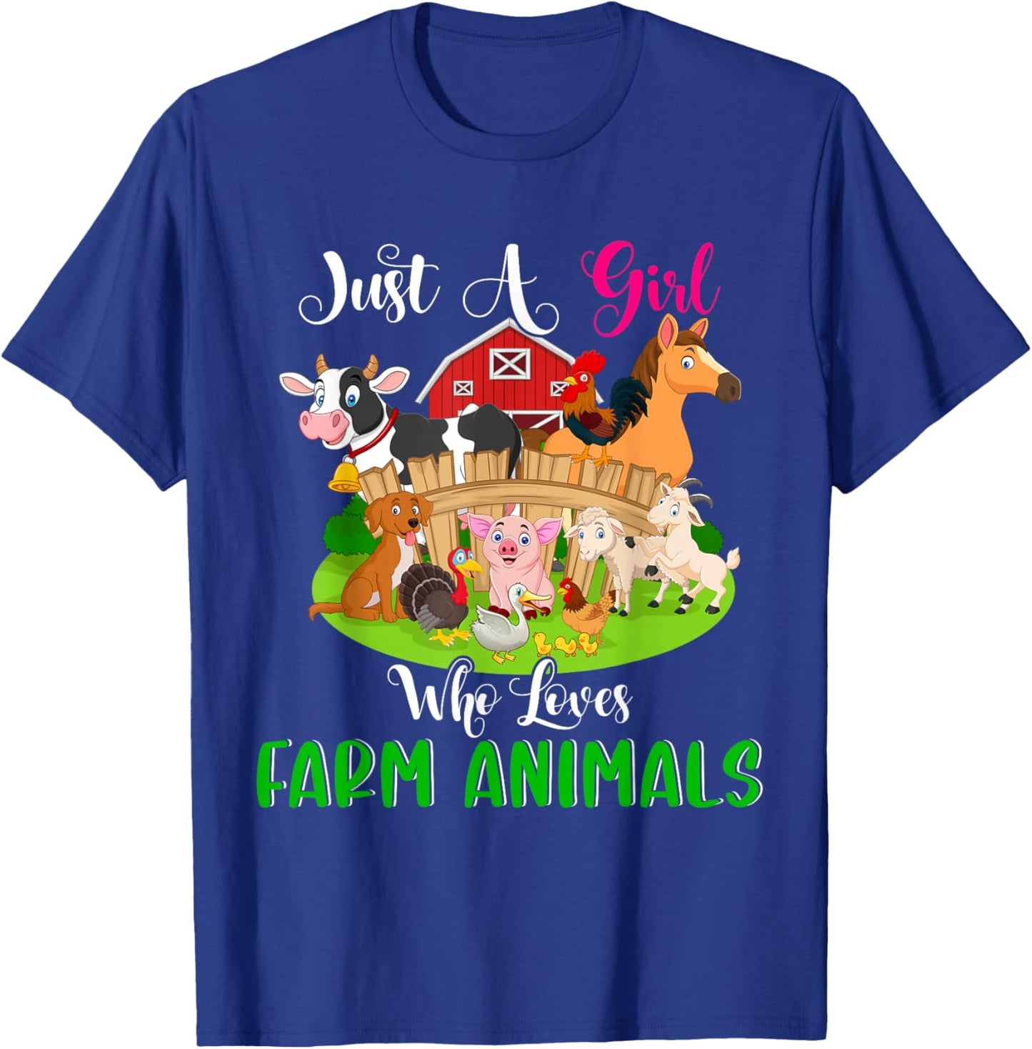 Just A Girl Who Loves Farm Animals Cute Girl Farm Animals T-Shirt - T-Shirt | Royal