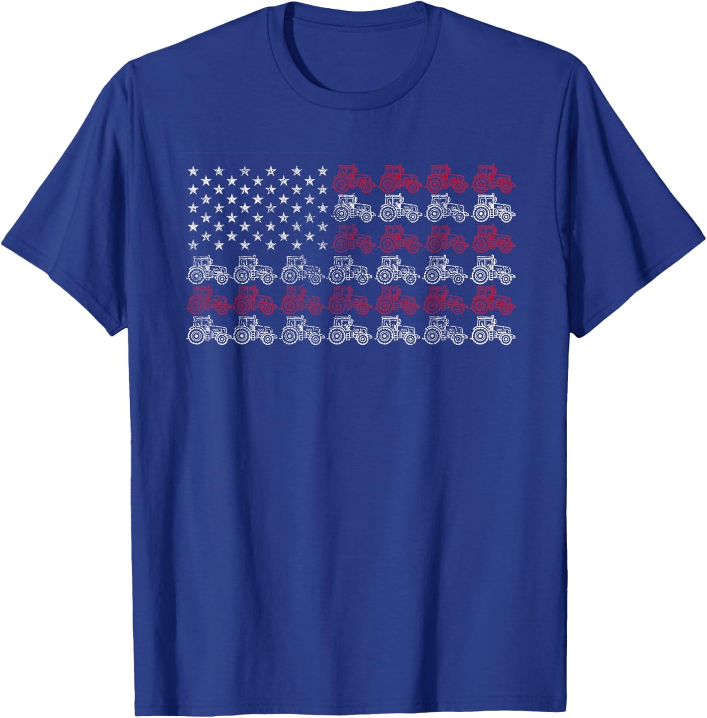 Proud Patriotic Freedom Designs Tractor American Flag Farmer - -Adults/Kids, Black, Short Sleeve, Small T-Shirt - T-Shirt | Royal