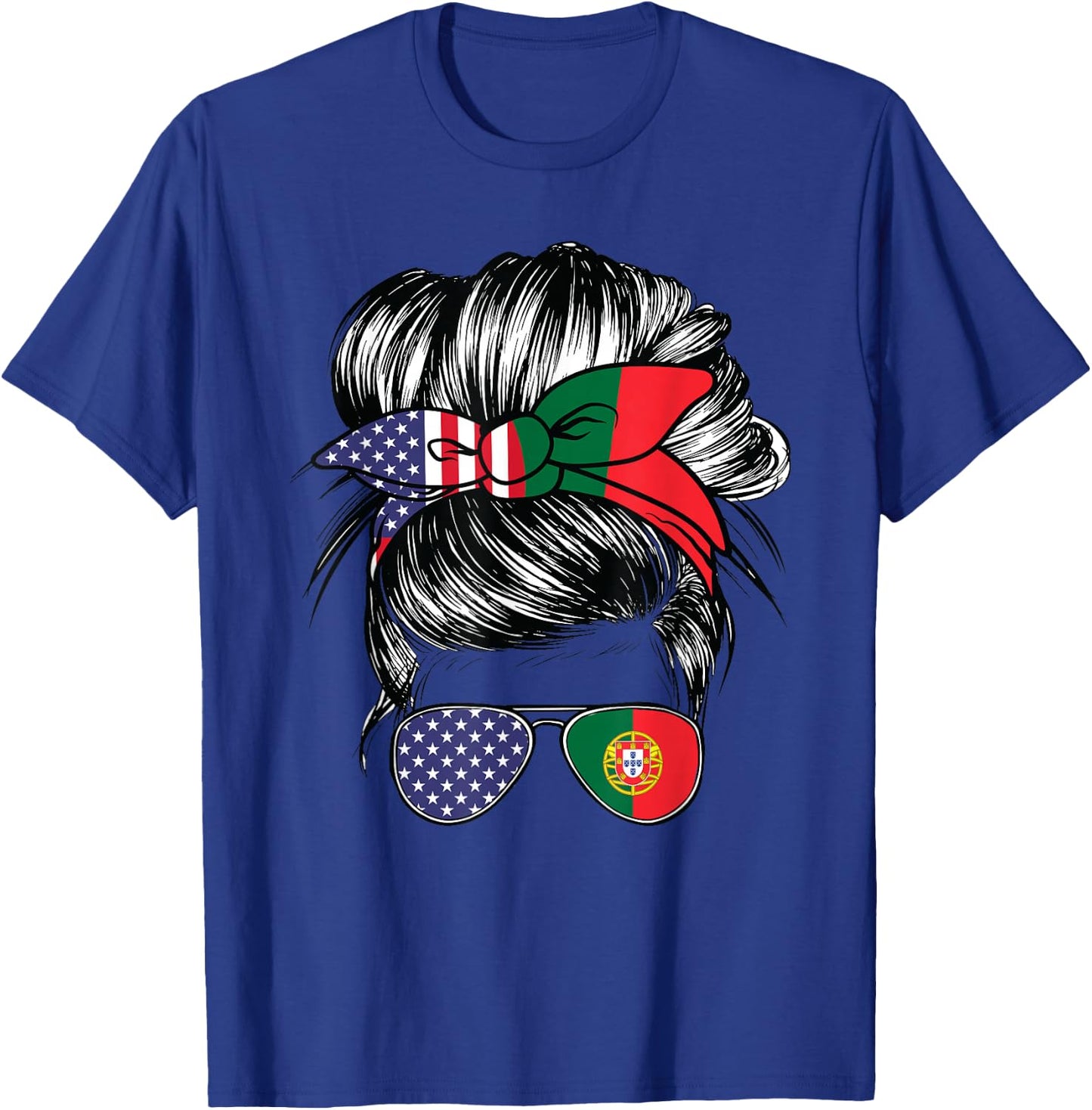 Portugal Flag American Women Girl USA Heritage Portuguese T-Shirt - T-Shirt | Royal