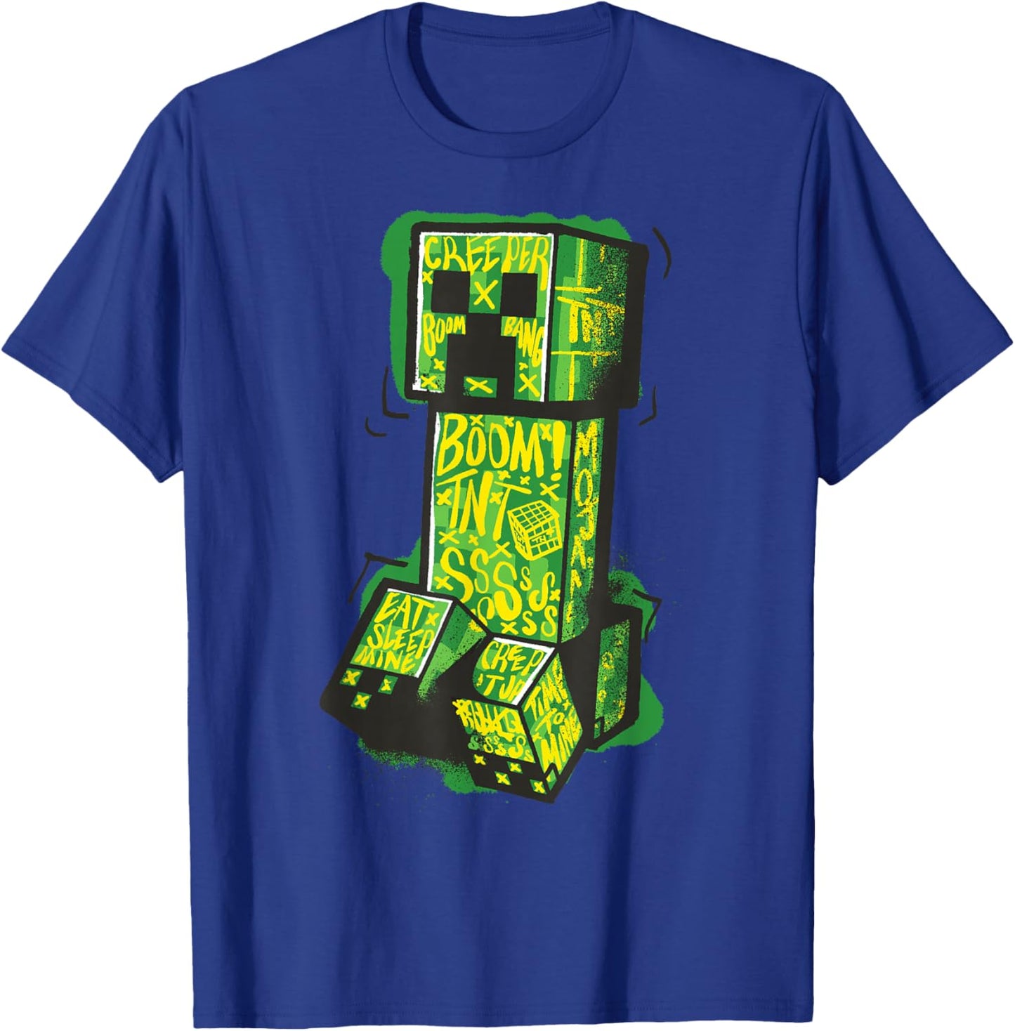 Minecraft Creeper Street Graffiti Fill T-Shirt - T-Shirt | Royal