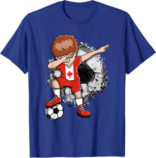 Dabbing Soccer Boy - Canada Jersey Canadian Soccer Fans T-Shirt - T-Shirt | Royal