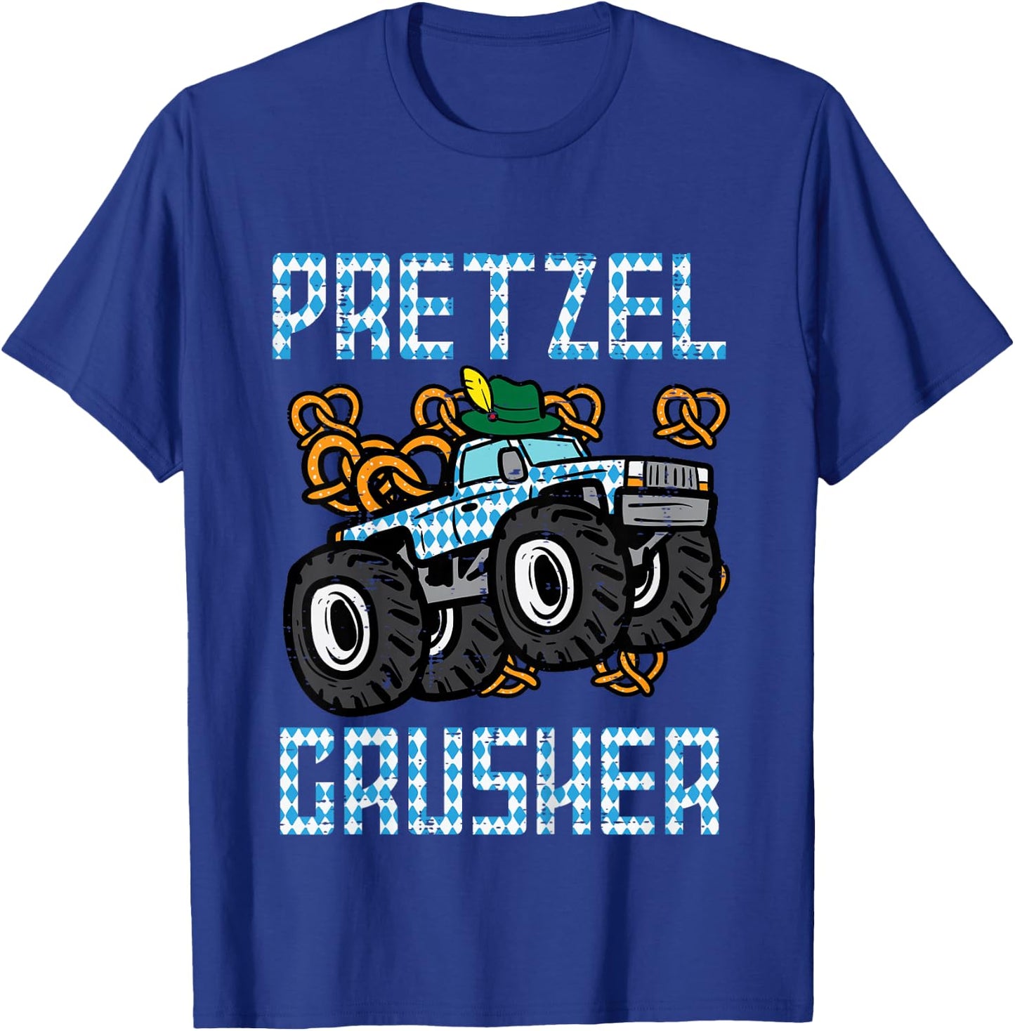 Kids Oktoberfest Monster Truck Pretzel Crusher German Boys Kids T-Shirt - T-Shirt | Royal