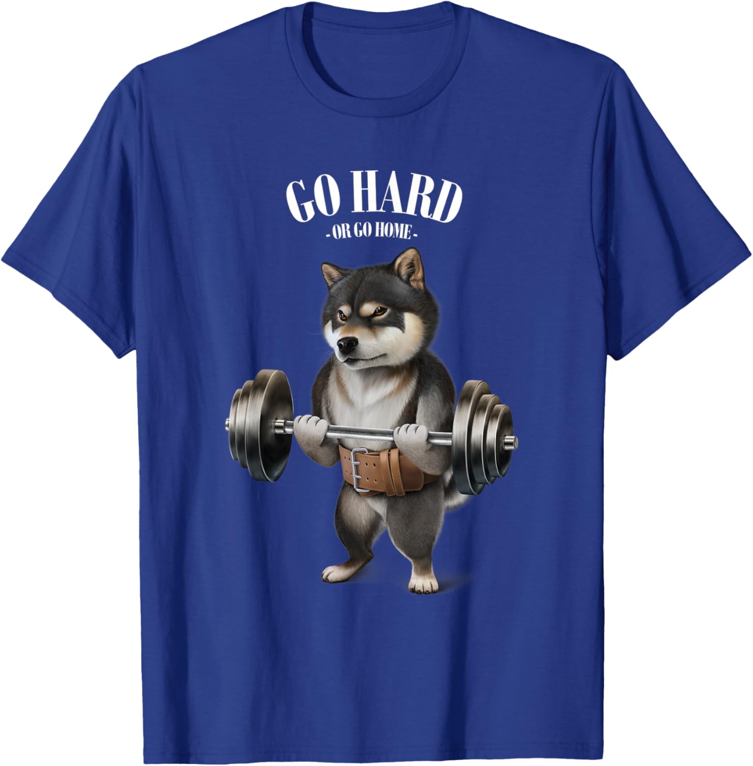 Black Shiba Dog Weightlifting in Fitness Gym Women Kids T-Shirt - T-Shirt | Royal