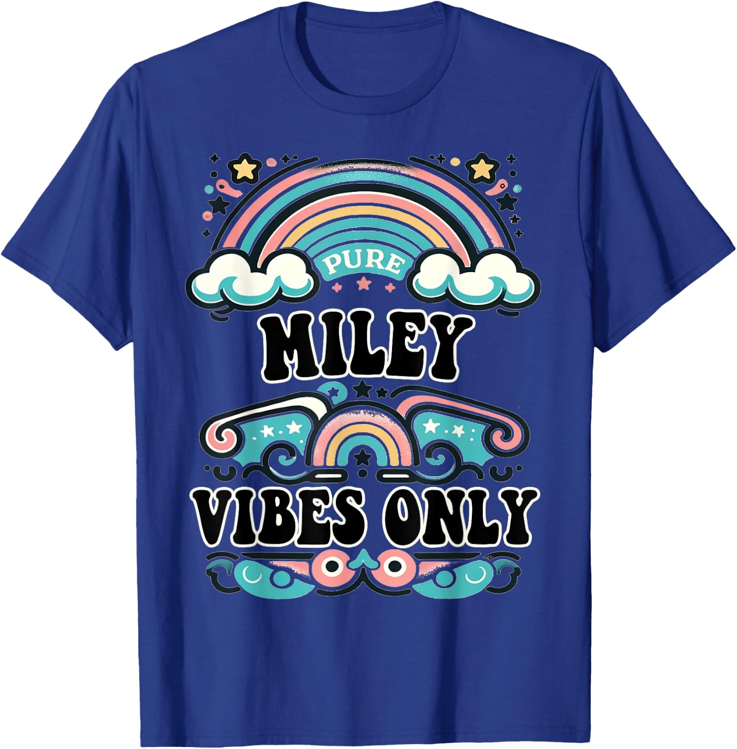 MILEY Vibes Only Cute Retro Girls MILEY Name T-Shirt - T-Shirt | Royal