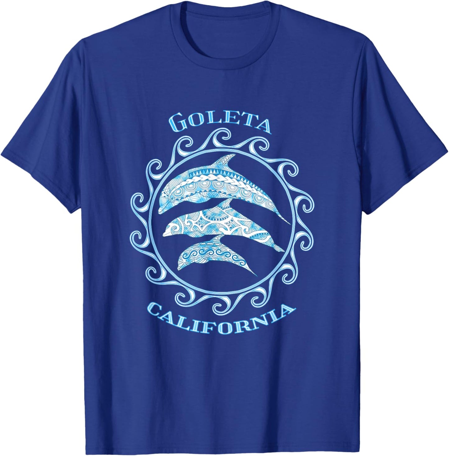 Goleta California Tribal Dolphins Ocean Animals T-Shirt - T-Shirt | Royal