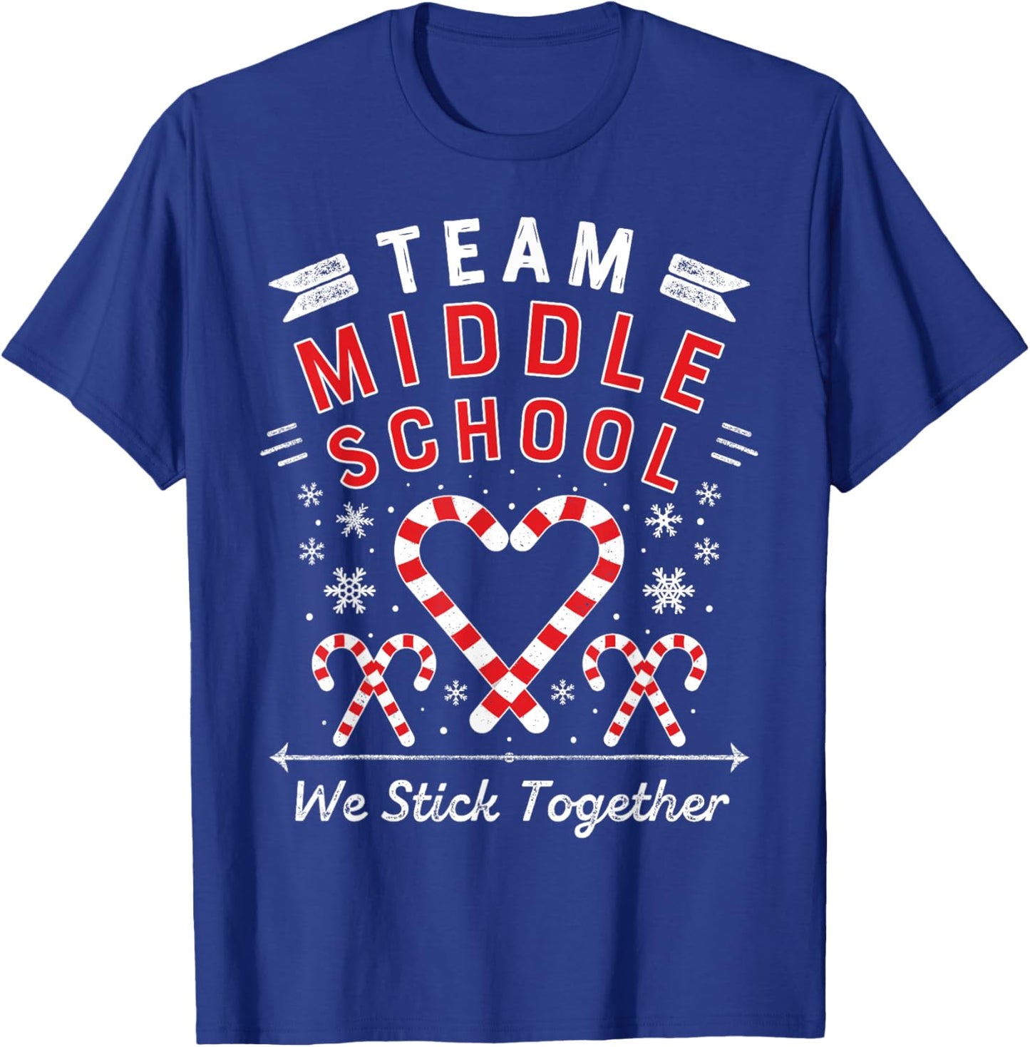 Christmas Candy Cane Heart | Student & Middle School Teacher Women Kids T-Shirt - T-Shirt | Royal