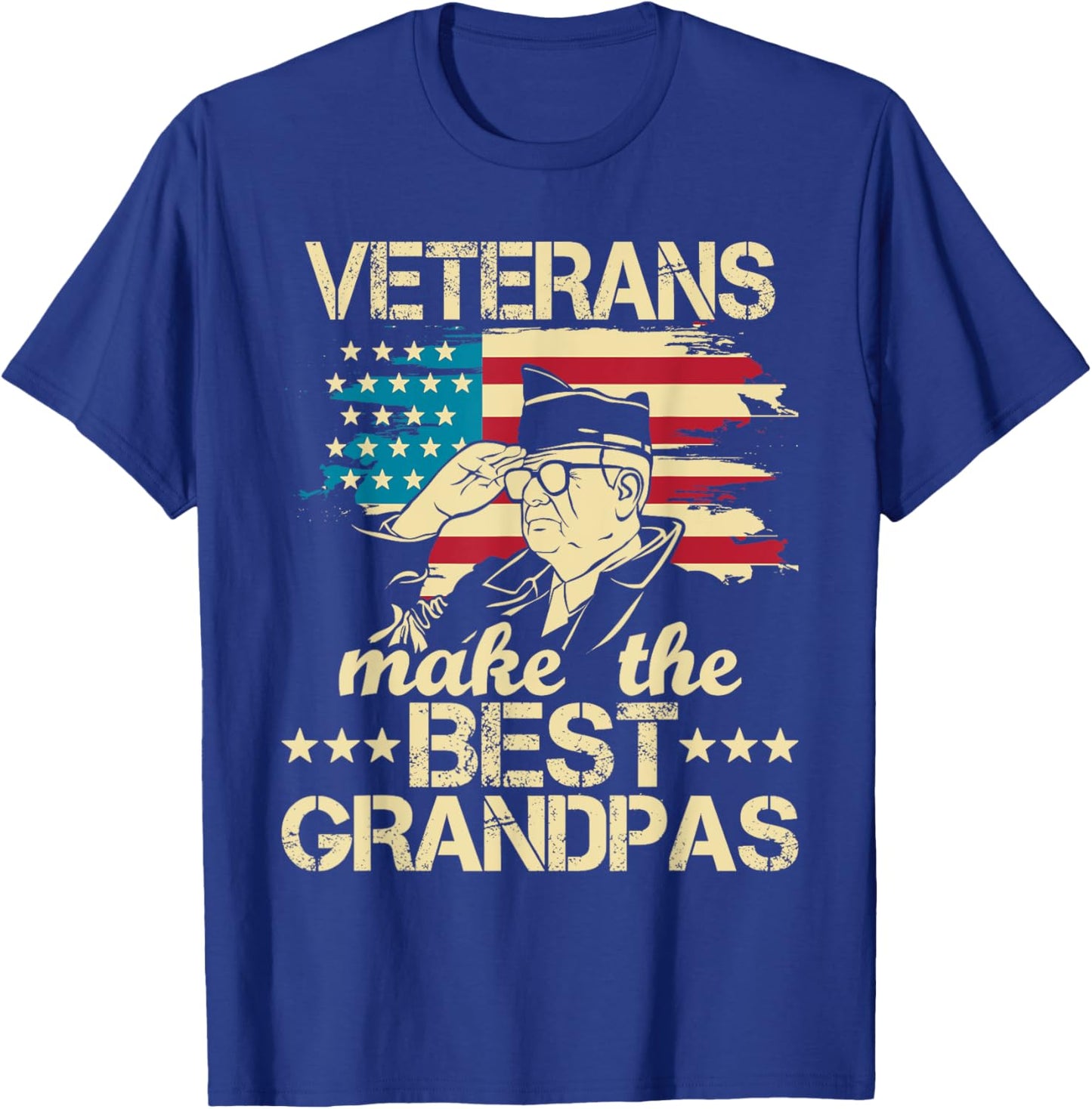 Veterans Make The Best Grandpas - Patriotic US Veteran T-Shirt - T-Shirt | Royal