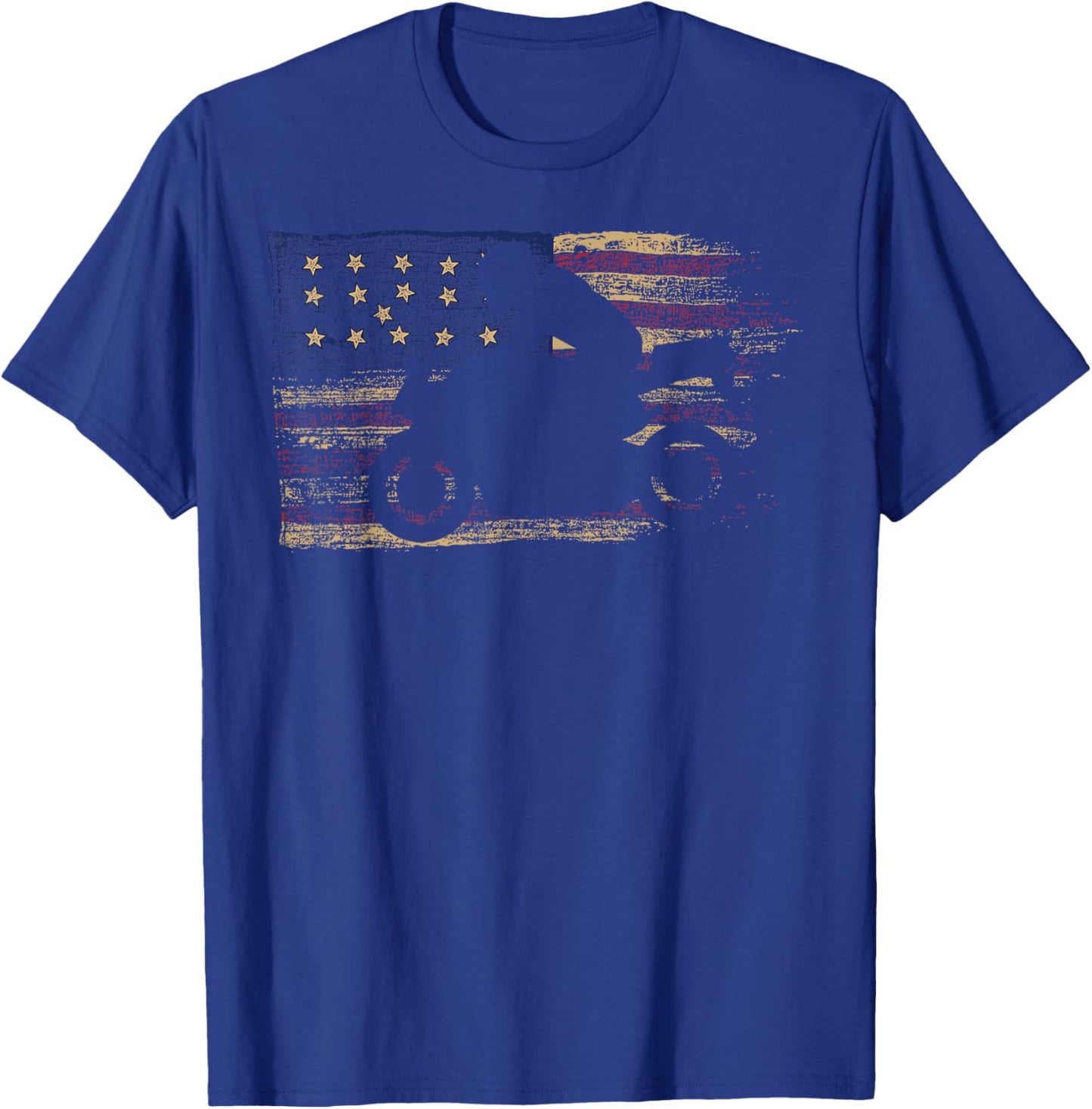American Flag Motorcycle Biker Racing Machine T-Shirt - T-Shirt | Royal