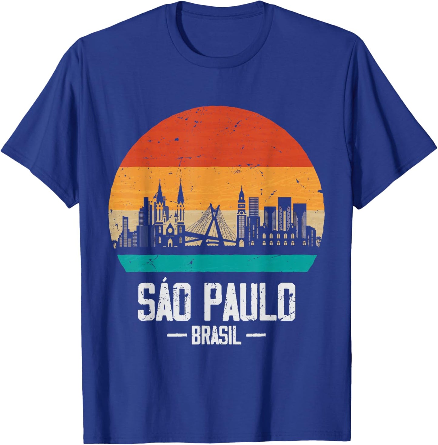 Sao Paulo Brasil Retro Vintage Sunset Skyline Sao Paulo T-Shirt - T-Shirt | Royal