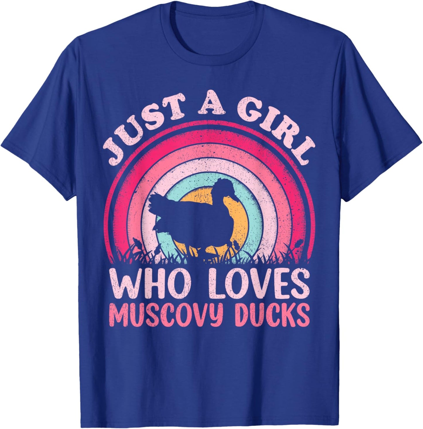 Duck Bird Vintage Retro Just A Girl Who Loves Muscovy Ducks T-Shirt - T-Shirt | Royal