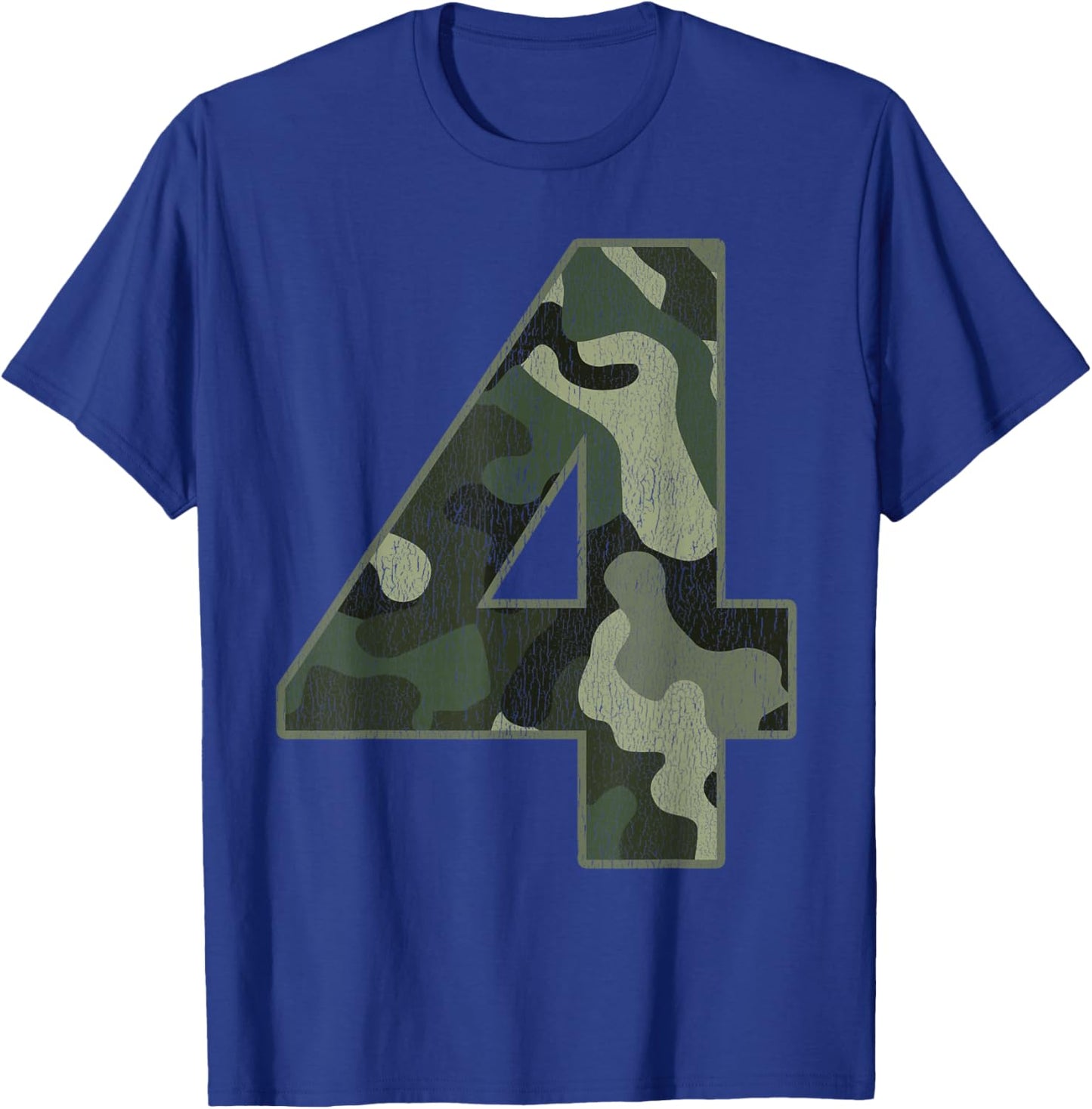 4th Birthday Army Birthday Party 4 Years Old Camo Number 4 T-Shirt - T-Shirt | Royal