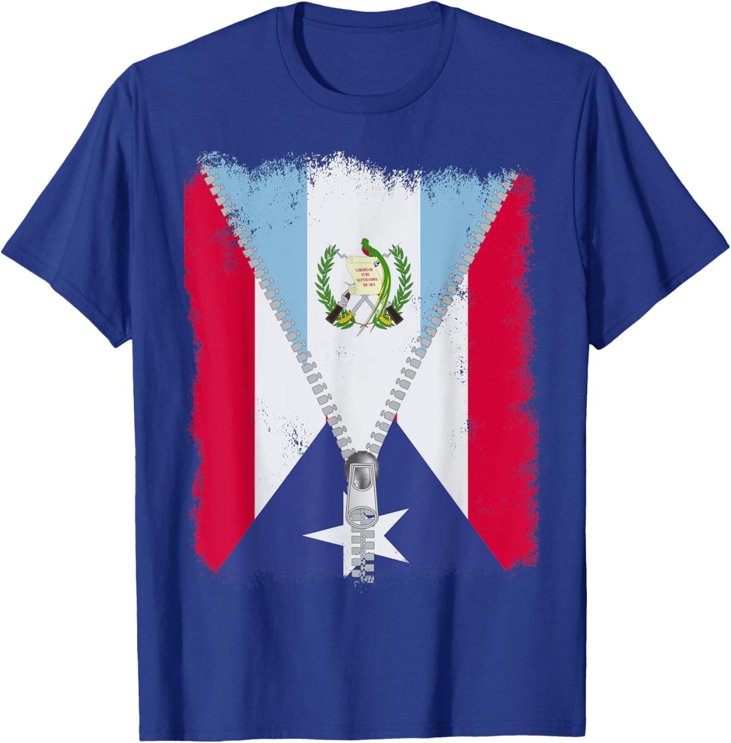 Puerto Rico Flag Guatemalan zip T-Shirt - T-Shirt | Royal