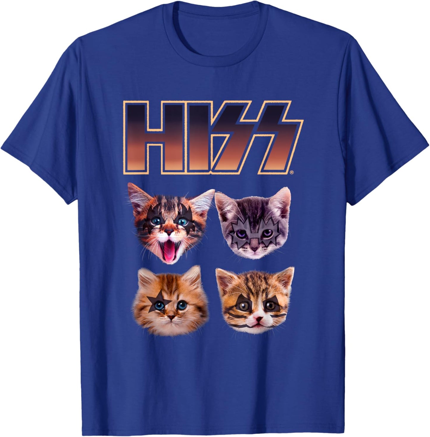 HISS Cat Funny Cats Lover Kittens Rock Music Cat Hiss Men Women Kids T-Shirt - T-Shirt | Royal