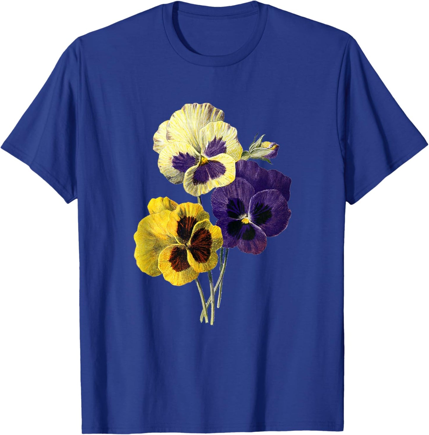 Vintage Pansies Flowers Gardening Gardener Pansy Lover Gift T-Shirt - T-Shirt | Royal