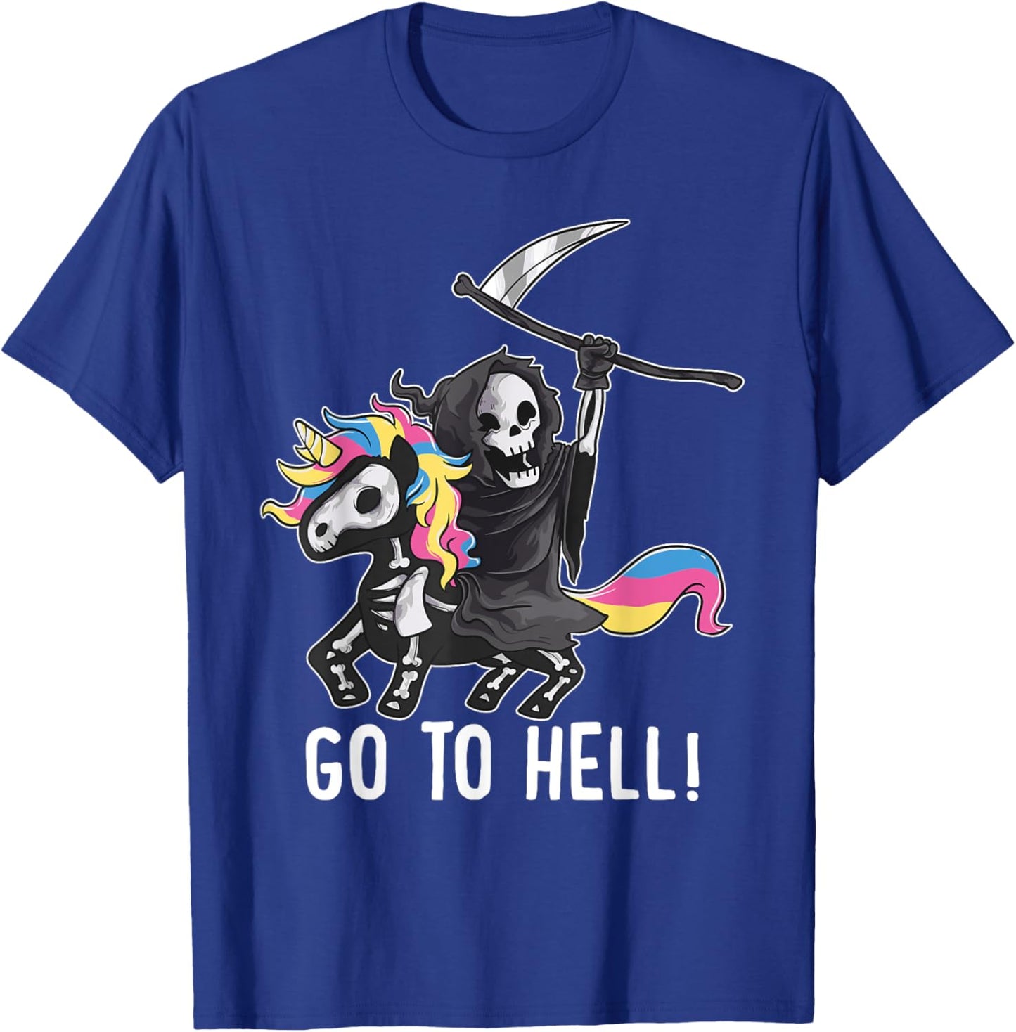 Gehe zum Hölle Unicorn Sugar Skull Grim Reaper Halloween T-Shirt - T-Shirt | Royal