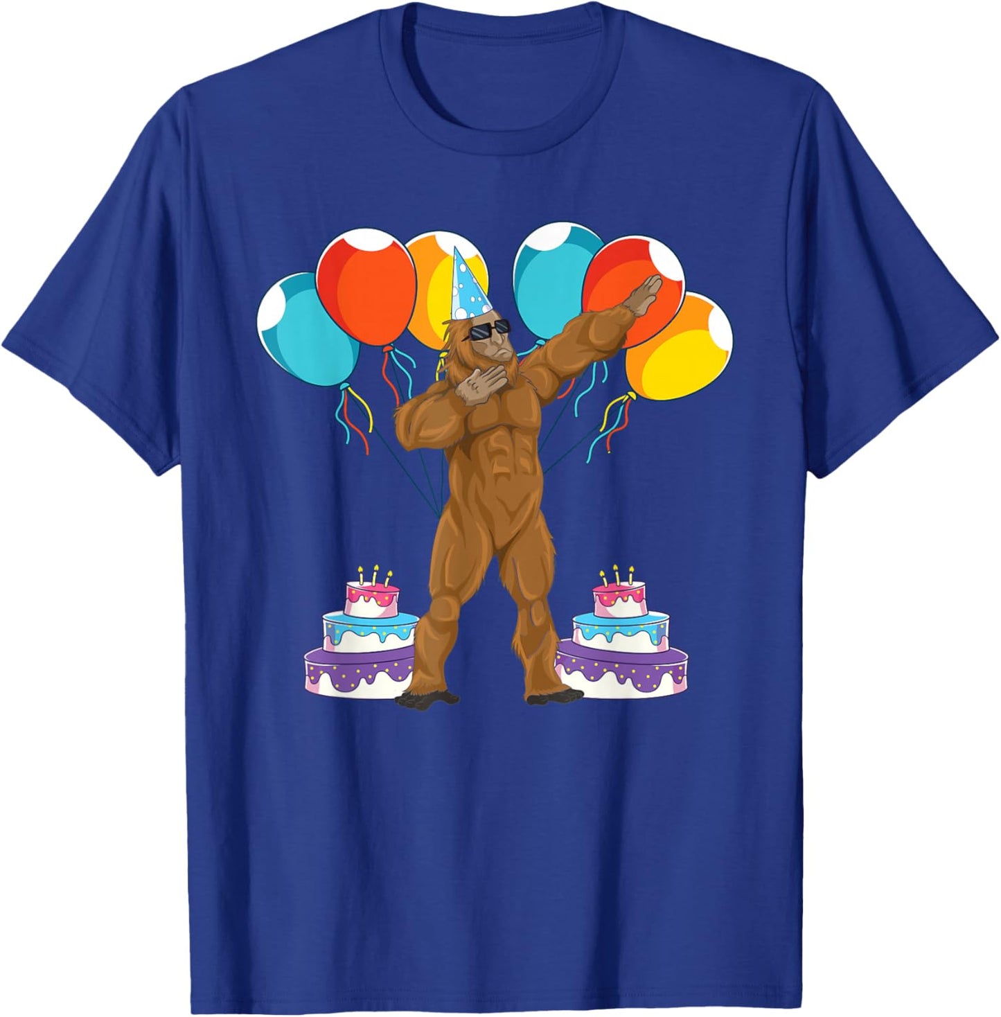 Birthday Party Celebration Cryptid Sasquatch Dabbing Bigfoot T-Shirt - T-Shirt | Royal