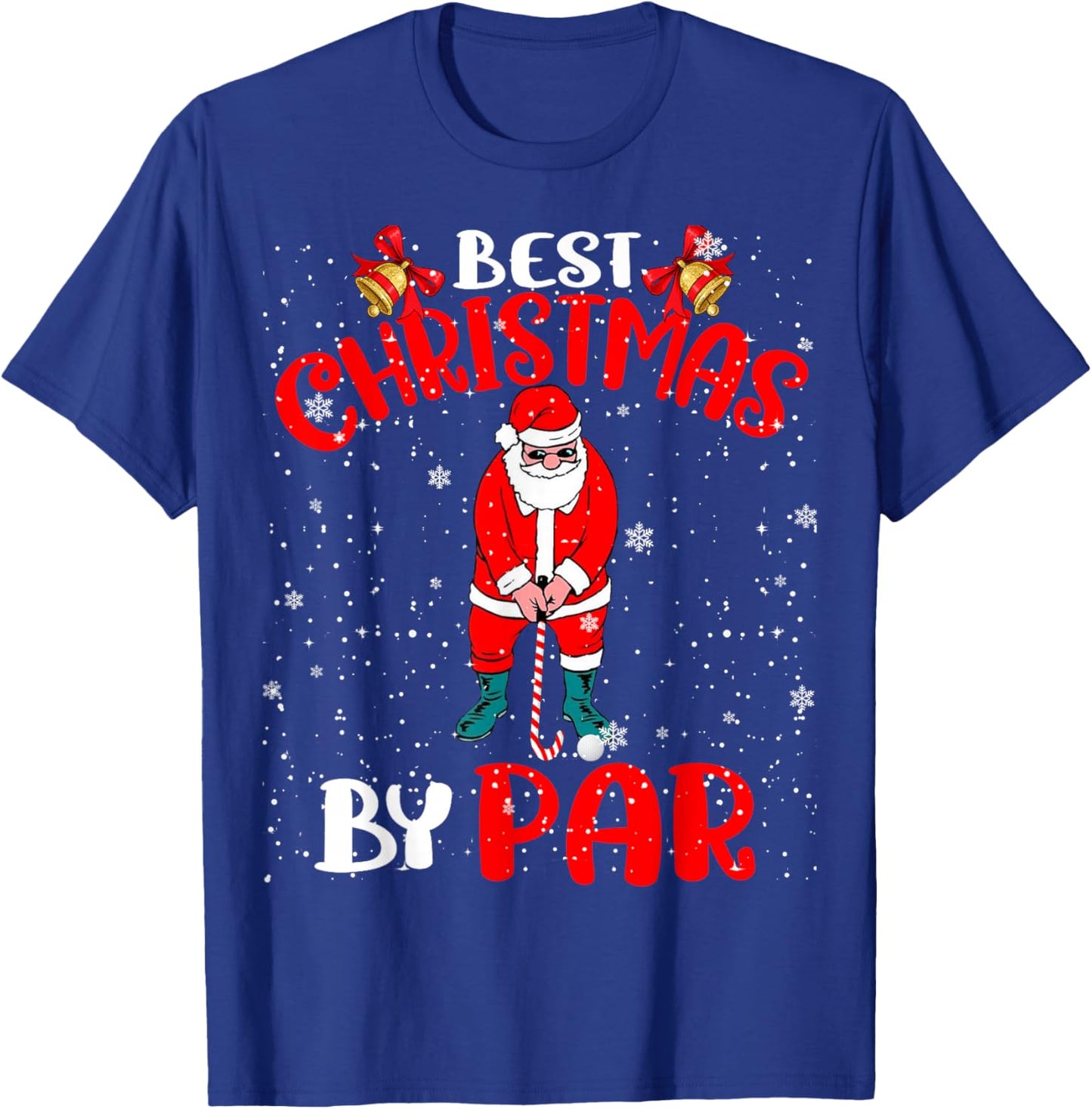 Best Christmas By Par Funny Christmas Santa Golf Player T-Shirt - T-Shirt | Royal