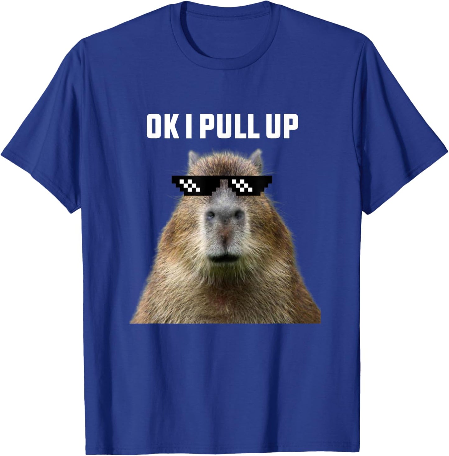 Ok I Pull Up Capybara , Black T-Shirt - T-Shirt | Royal