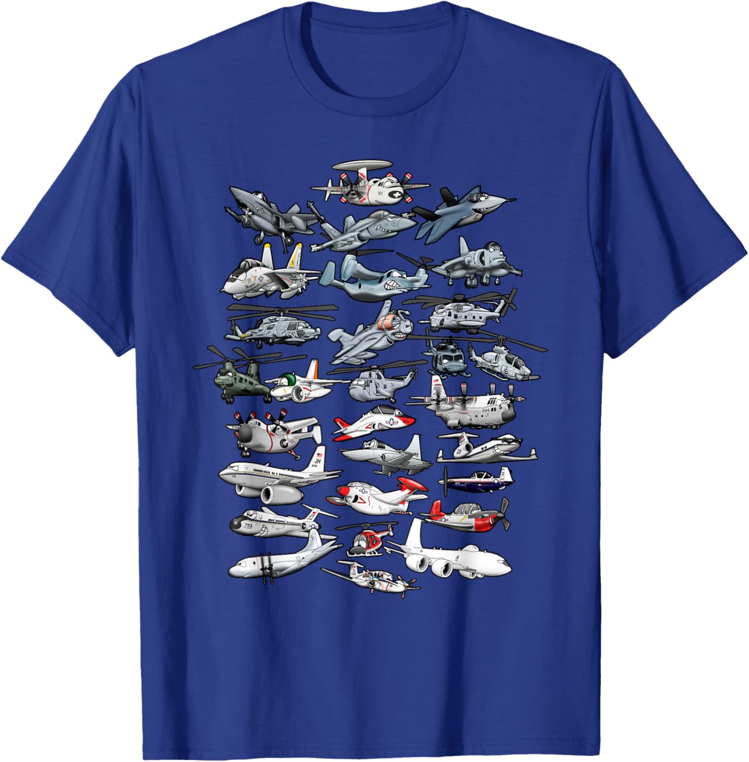 Funny Cartoon Military Airplanes for Kids Boys Girls Adults T-Shirt - T-Shirt | Royal