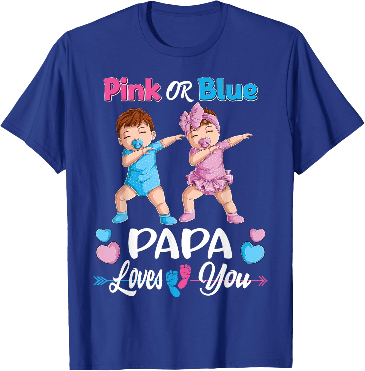 Pink Or Blue Papa Loves You Baby Gender Reveal Party Men T-Shirt - T-Shirt | Royal