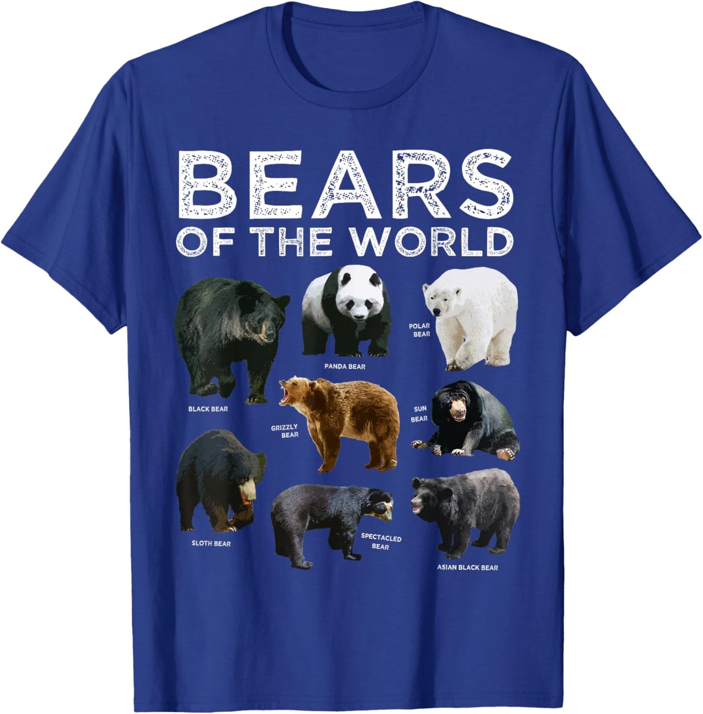 Eight Bears of the World Panda Polar Grizzly Black Cute T-Shirt - T-Shirt | Royal