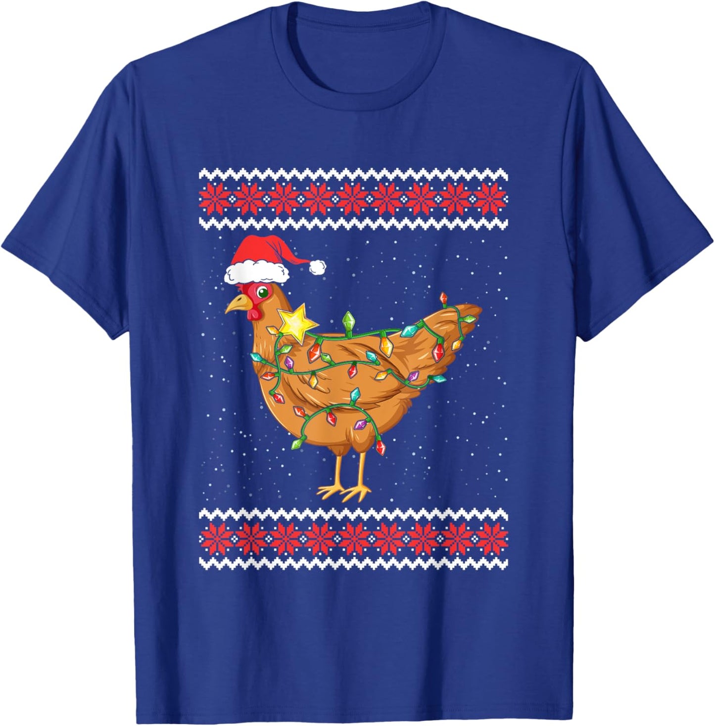 Hen Christmas Ugly Christmas Sweater Funny Chicken T-Shirt - T-Shirt | Royal