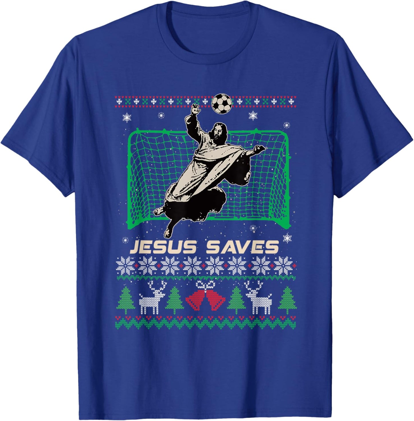 Jesus Saves, Ugly Christmas Sweater, Jesus Keeper T-Shirt - T-Shirt | Royal