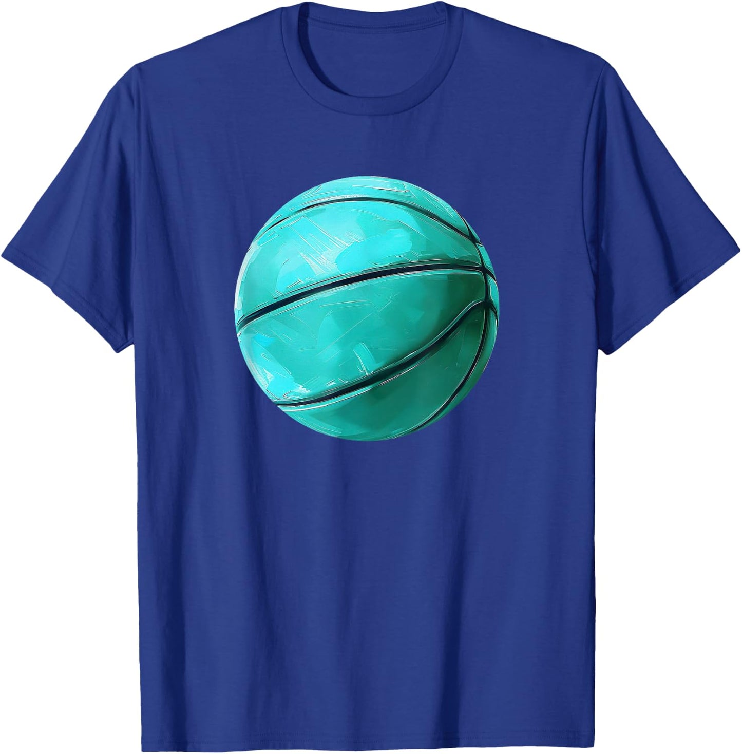 Basketball Ball Sports Teal Turquoise Black T-Shirt - T-Shirt | Royal