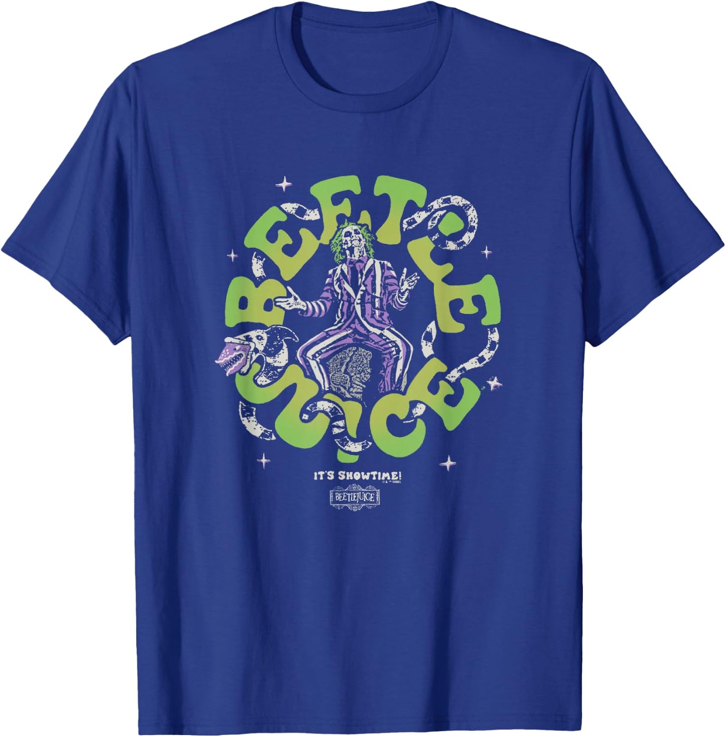 Beetlejuice Vintage Bohemian Distressed Spooky Title Logo T-Shirt - T-Shirt | Royal