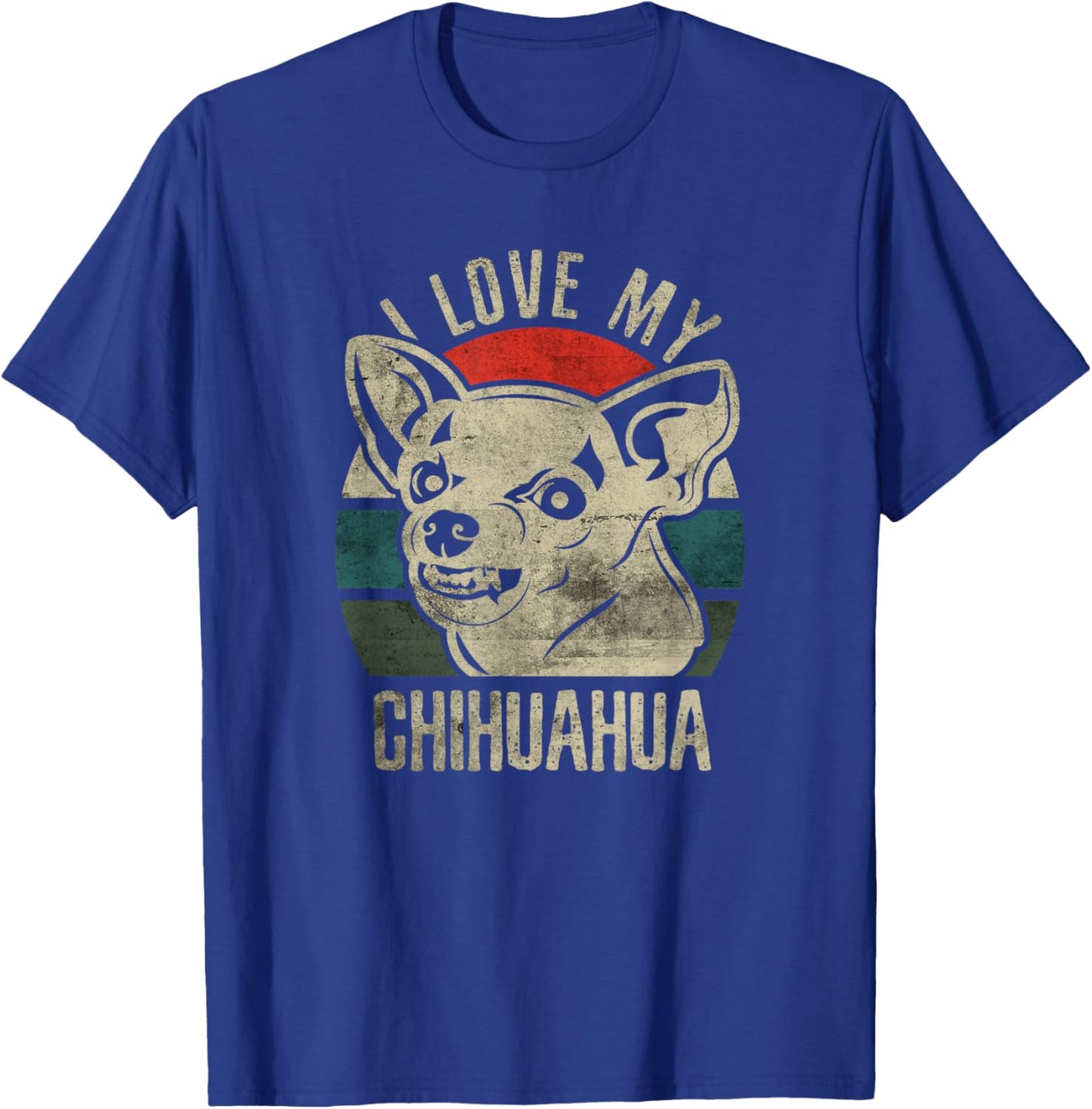 Angry Chihuahua I Love My Chihuahua Retro Sunset Vintage T-Shirt - T-Shirt | Royal