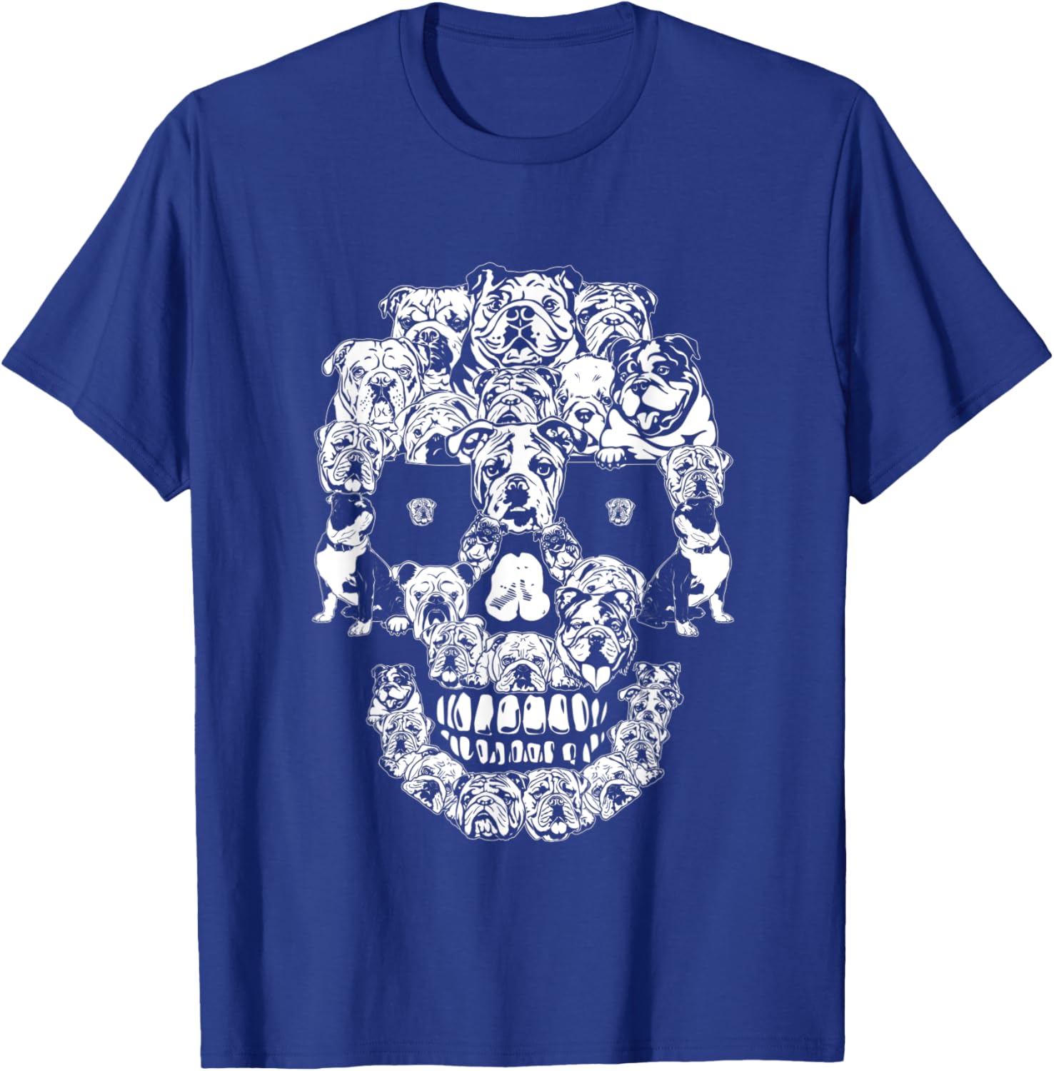 Funny English Bulldog Skull Dog Skeleton Halloween Women Kids T-Shirt - T-Shirt | Royal