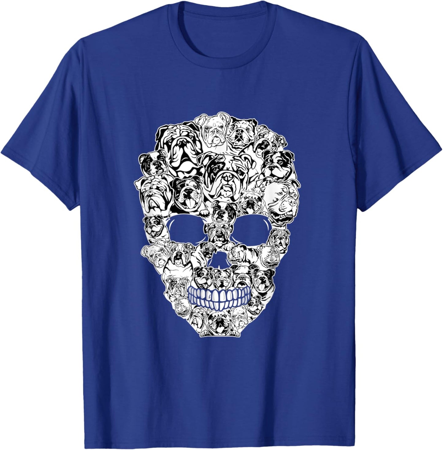 Funny English Bulldog Skull Dog Skeleton Halloween Men Women Kids T-Shirt - T-Shirt | Royal